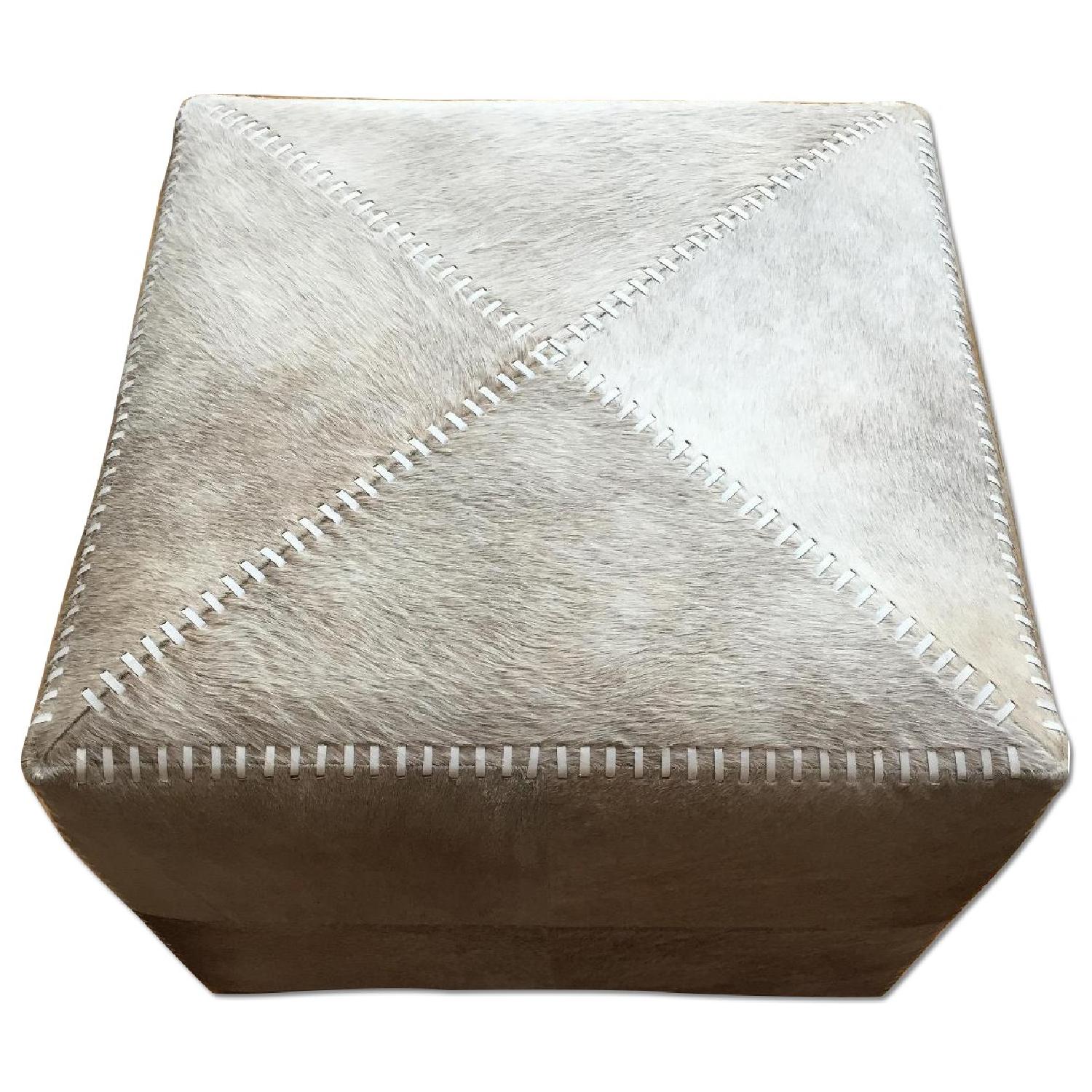 Jamie Young Company Large Grey Hide Ottoman - image-0