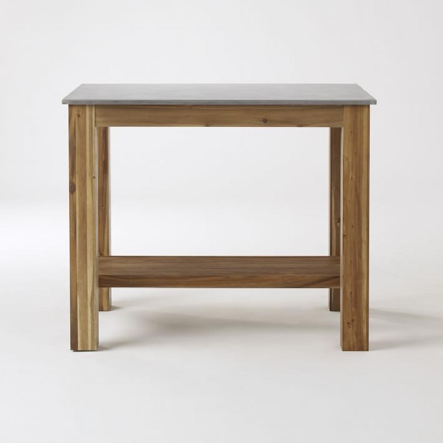 West Elm Kitchen Island w/ 2 Industrial Stools AptDeco