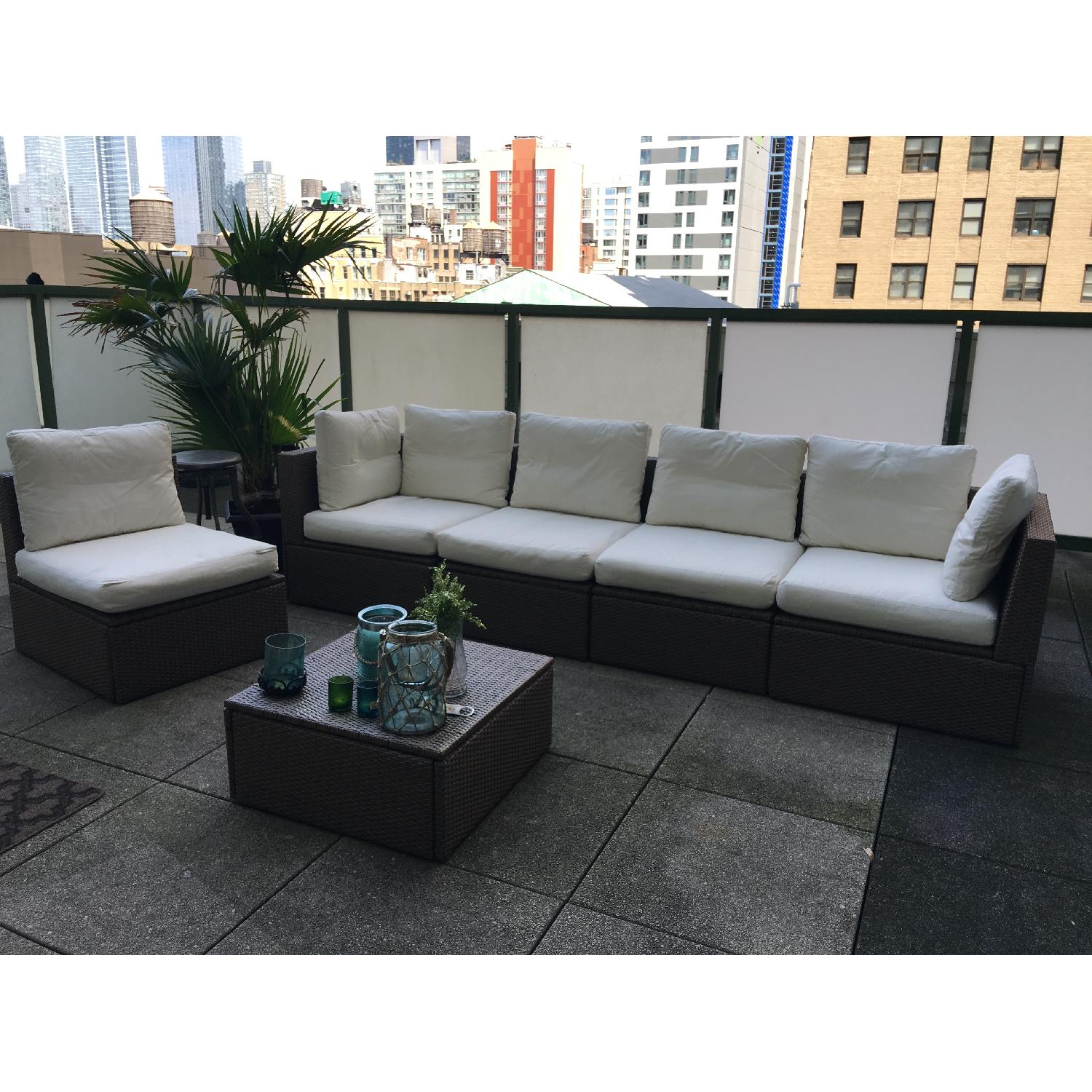 Ikea Arholma Outdoor 5-Seat Sectional & Ottoman in Brown/Beige - image-3