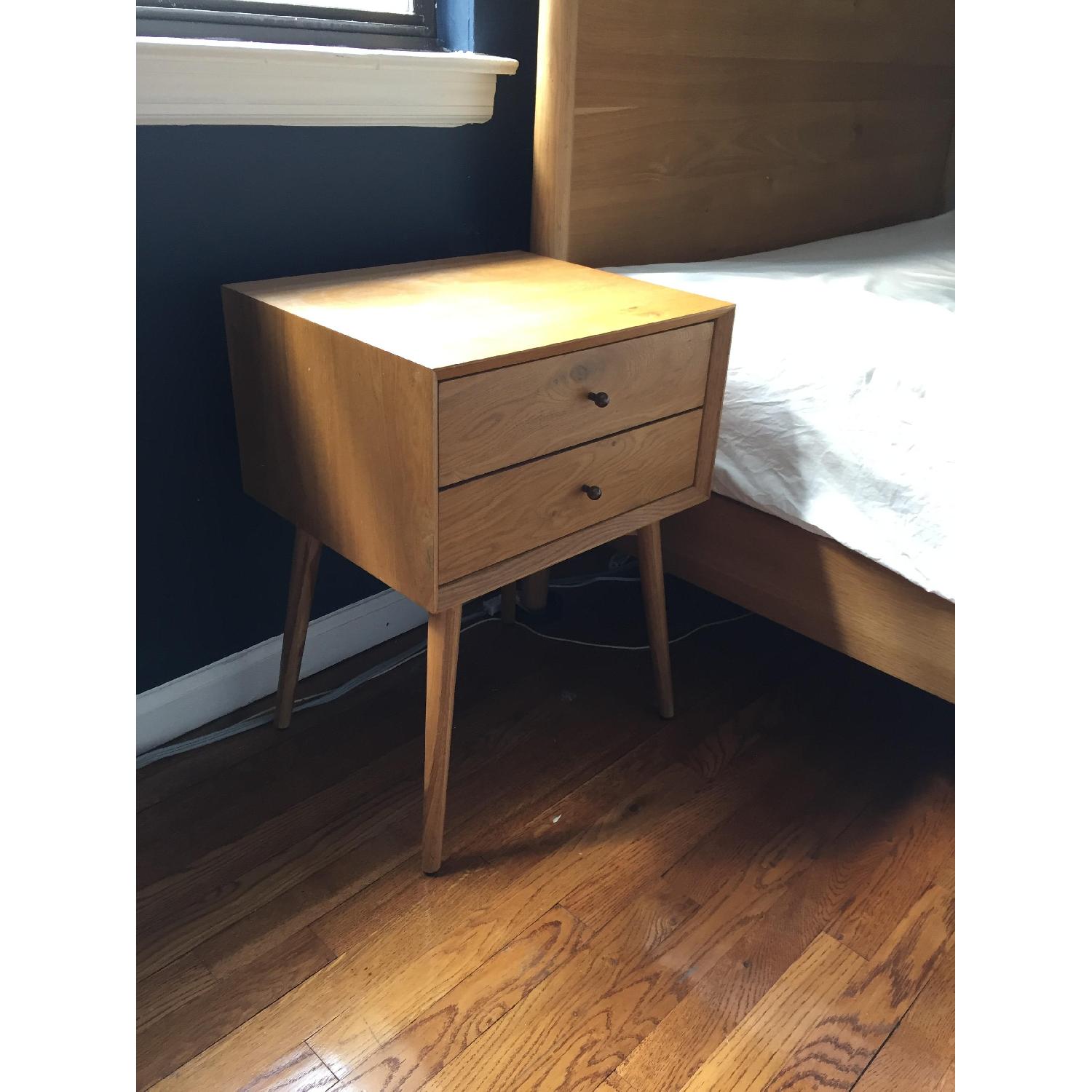 West Elm MidCentury Natural Oak Two Drawer Nightstand/Bedside Table
