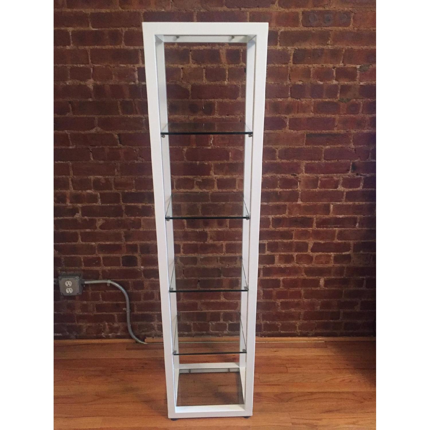 CB2 White Lacquer & Glass Bookshelf - image-1