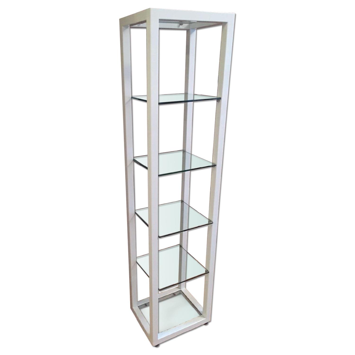CB2 White Lacquer & Glass Bookshelf - image-0