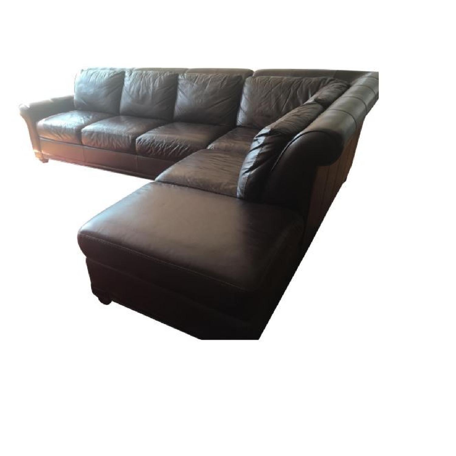 Macy's Chocolate Brown Leather Sectional AptDeco