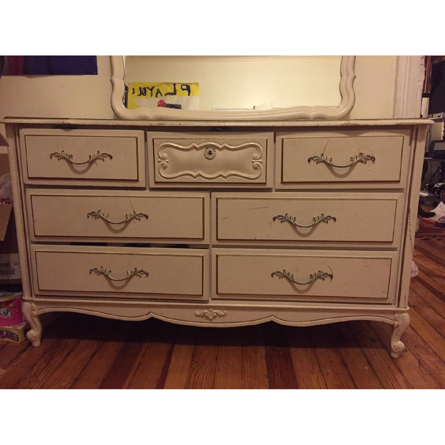 Vintage Shabby Chic Dresser w/ Mirror + Desk - image-1