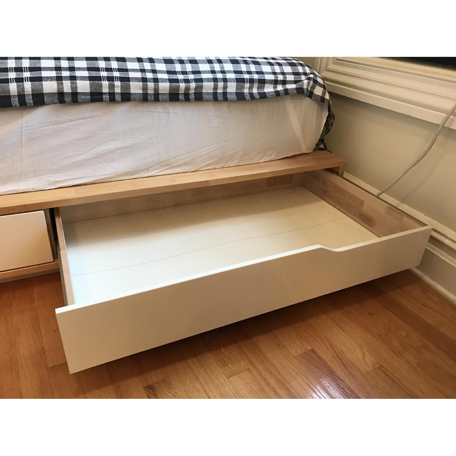 Ikea Mandal Birch Queen Size Bed Frame w/ Storage in White - image-5