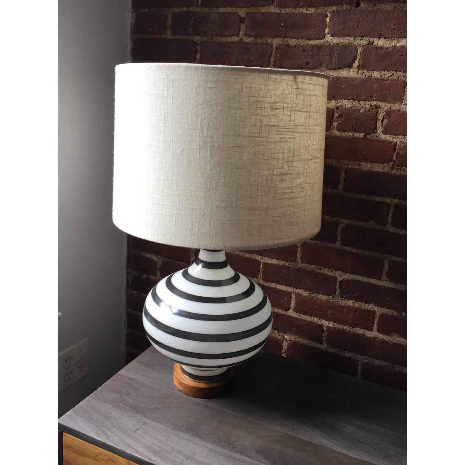 School House Electric Mid Century Black & White Ceramic Table Lamp - image-1