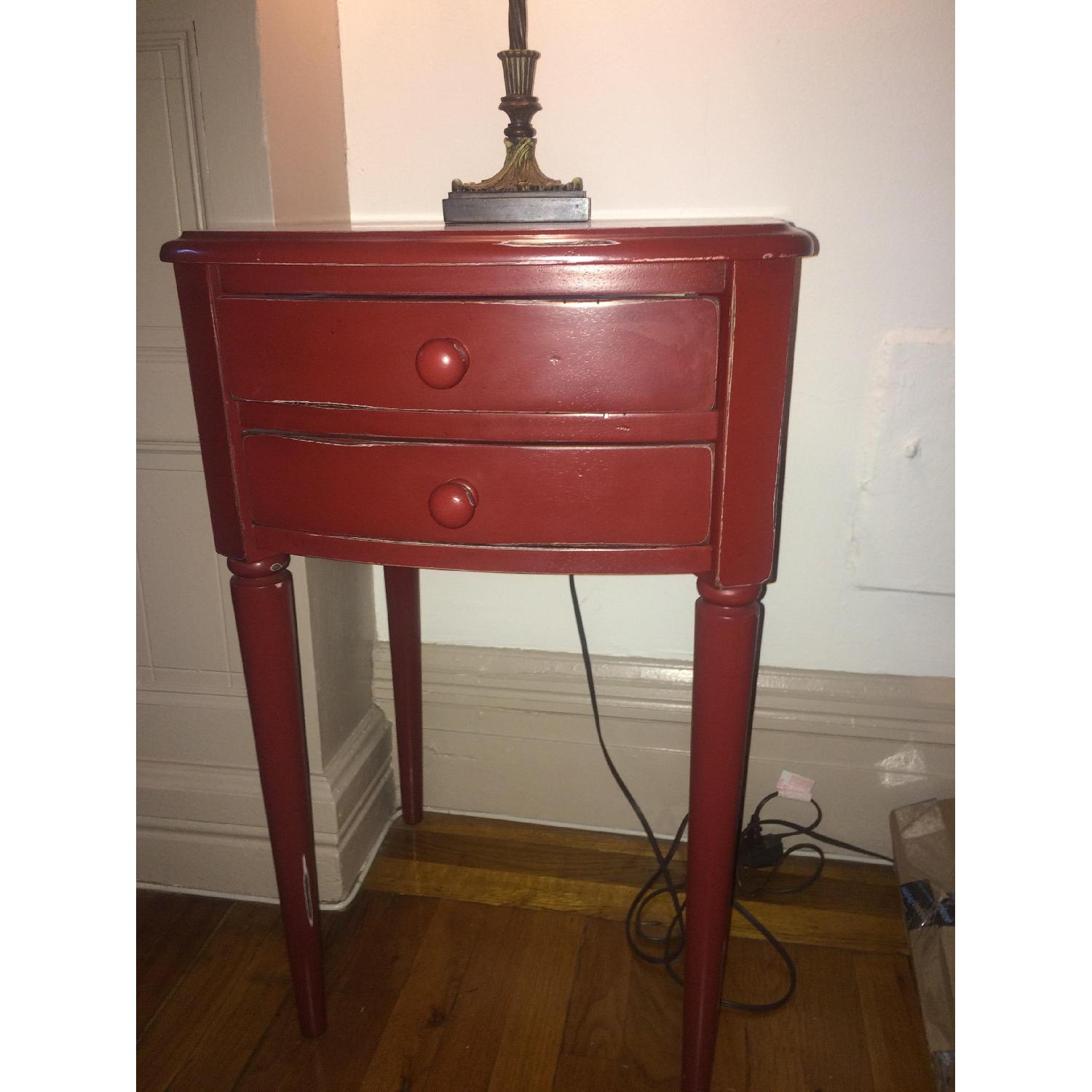 Pottery Barn Red Wood Side Table - image-1