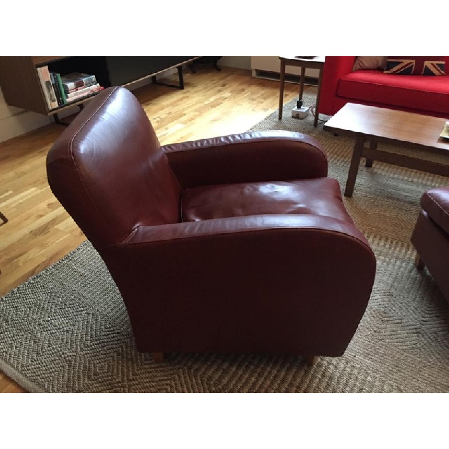 Habitat Leather Arm Chair & Footstool - image-1