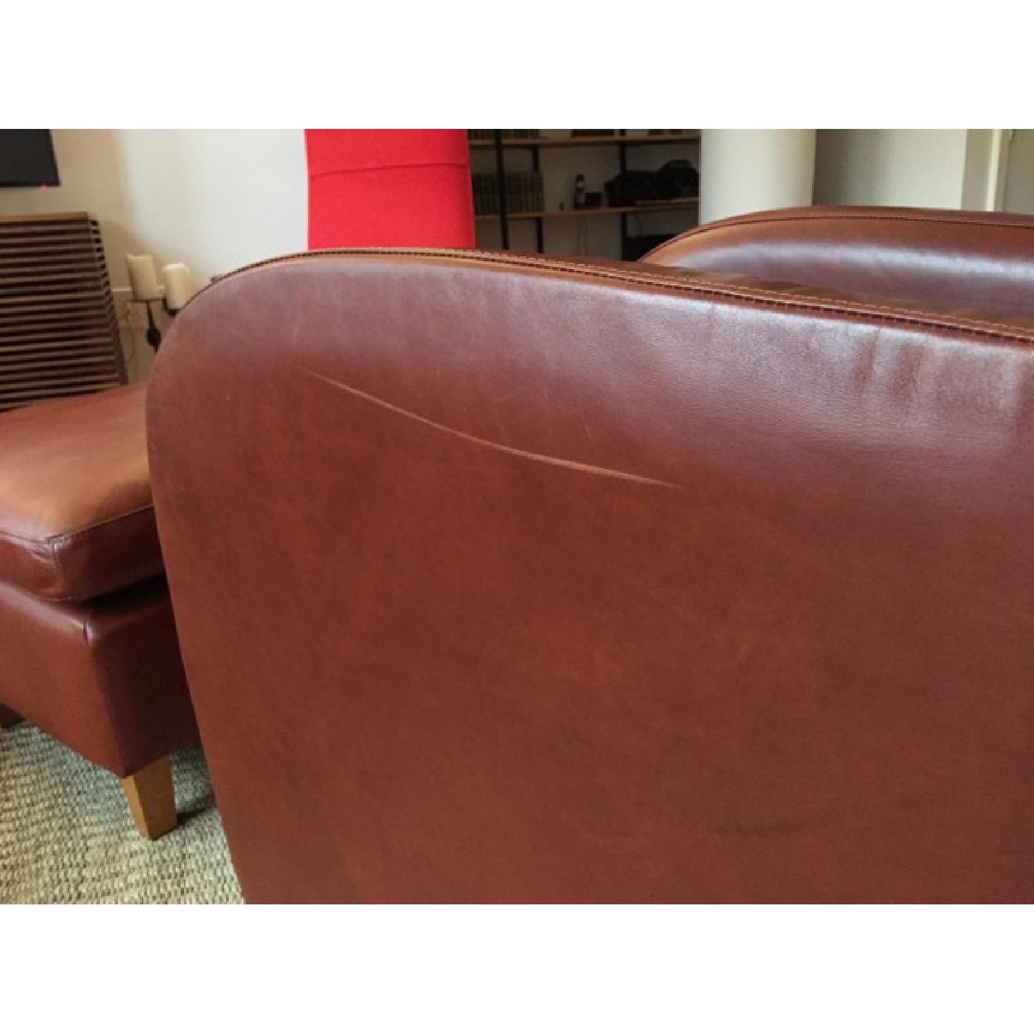 Habitat Leather Arm Chair & Footstool - image-6