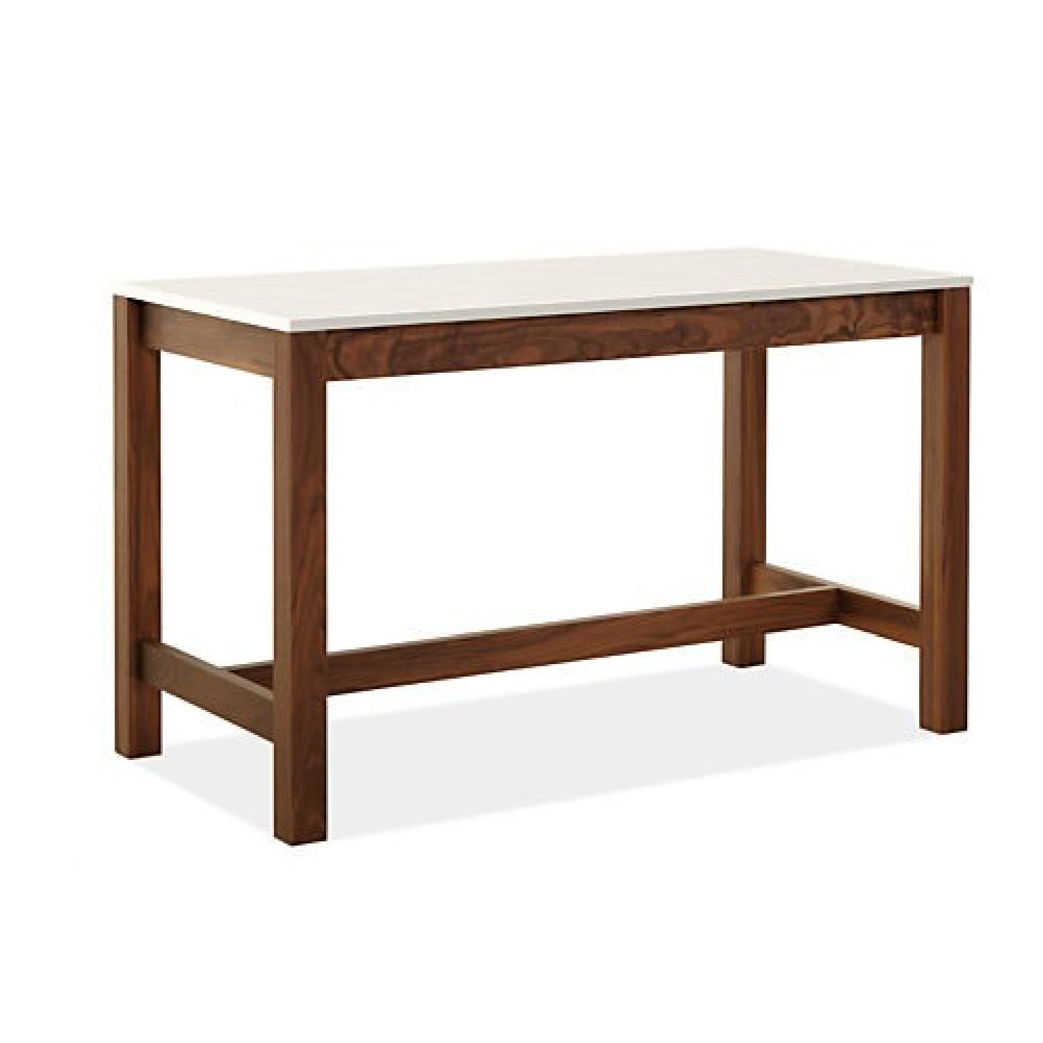 Room & Board Linden Counter Table w/ 4 Leather Stools AptDeco