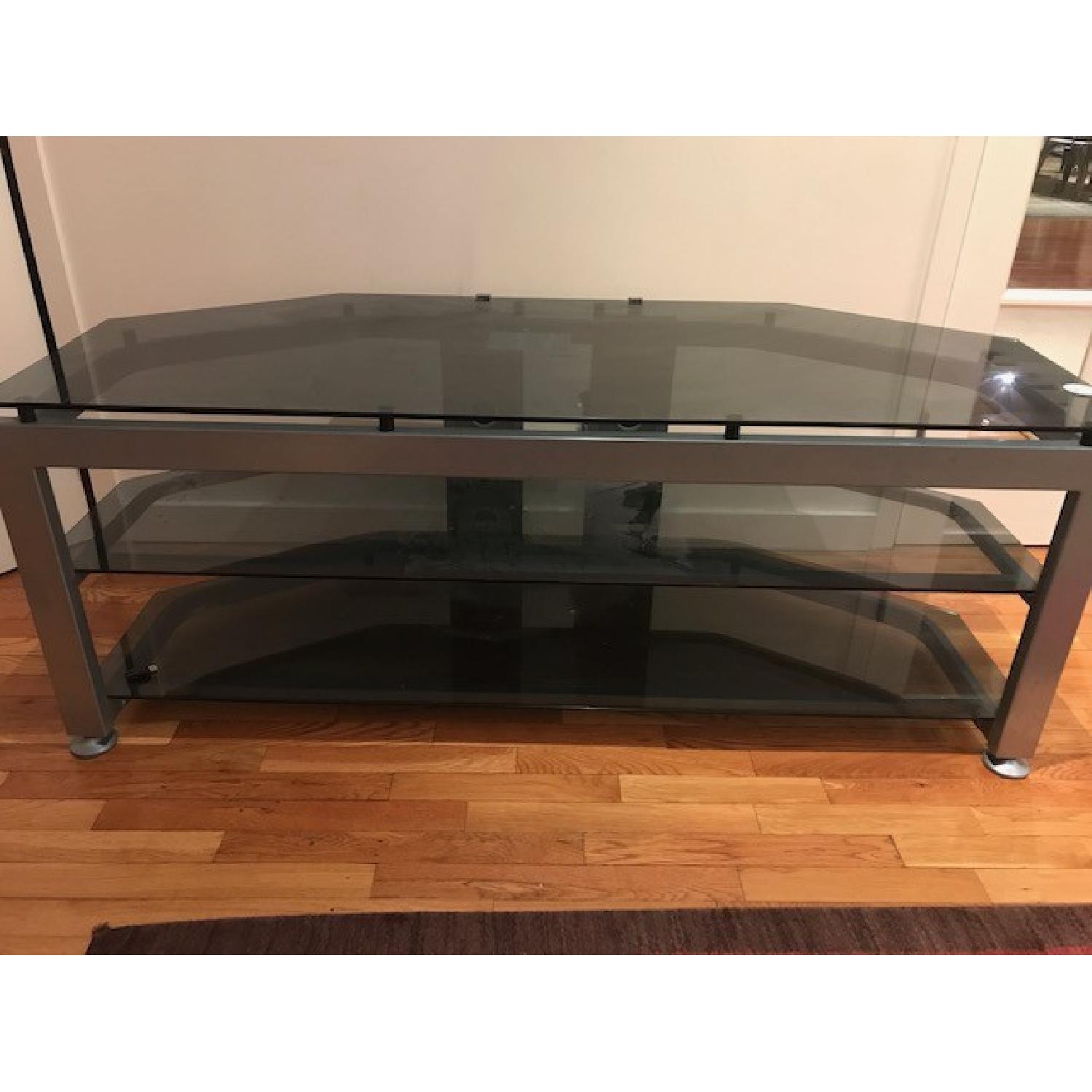 Bush Contemporary TV Stand in Tempered Glass & Steel - image-1