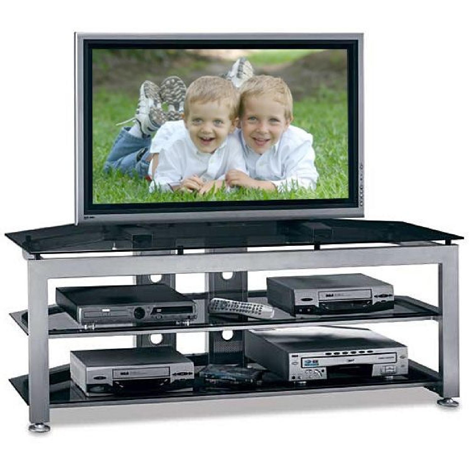 Bush Contemporary TV Stand in Tempered Glass & Steel - image-0