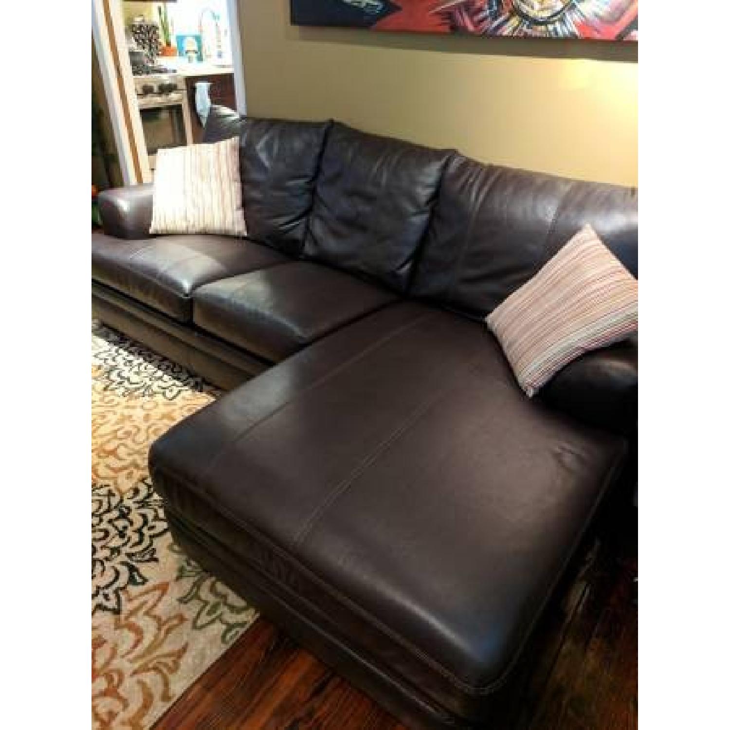 Dark Brown Faux Leather Sectional Sofa - image-3
