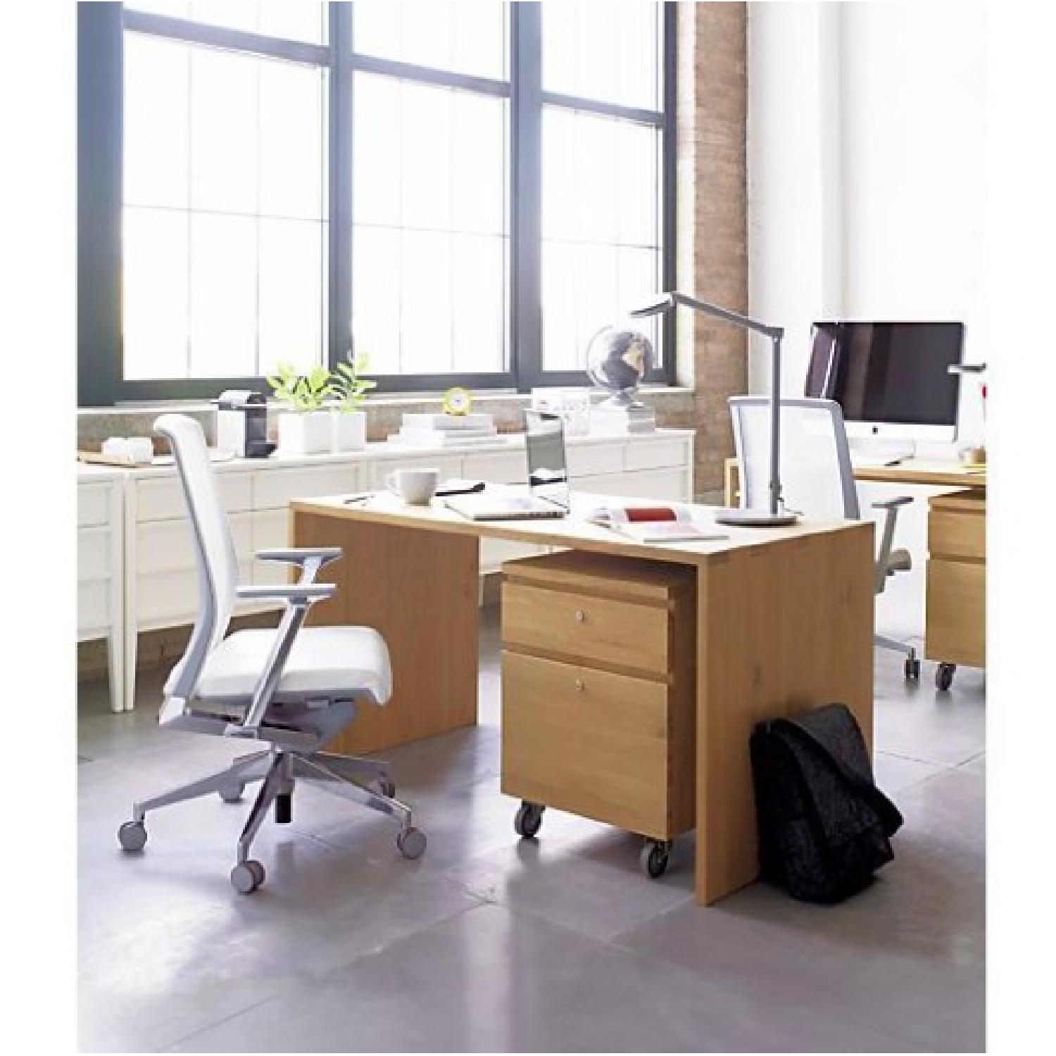 Crate & Barrel 2 Drawer Oak Filing Cabinet - image-3