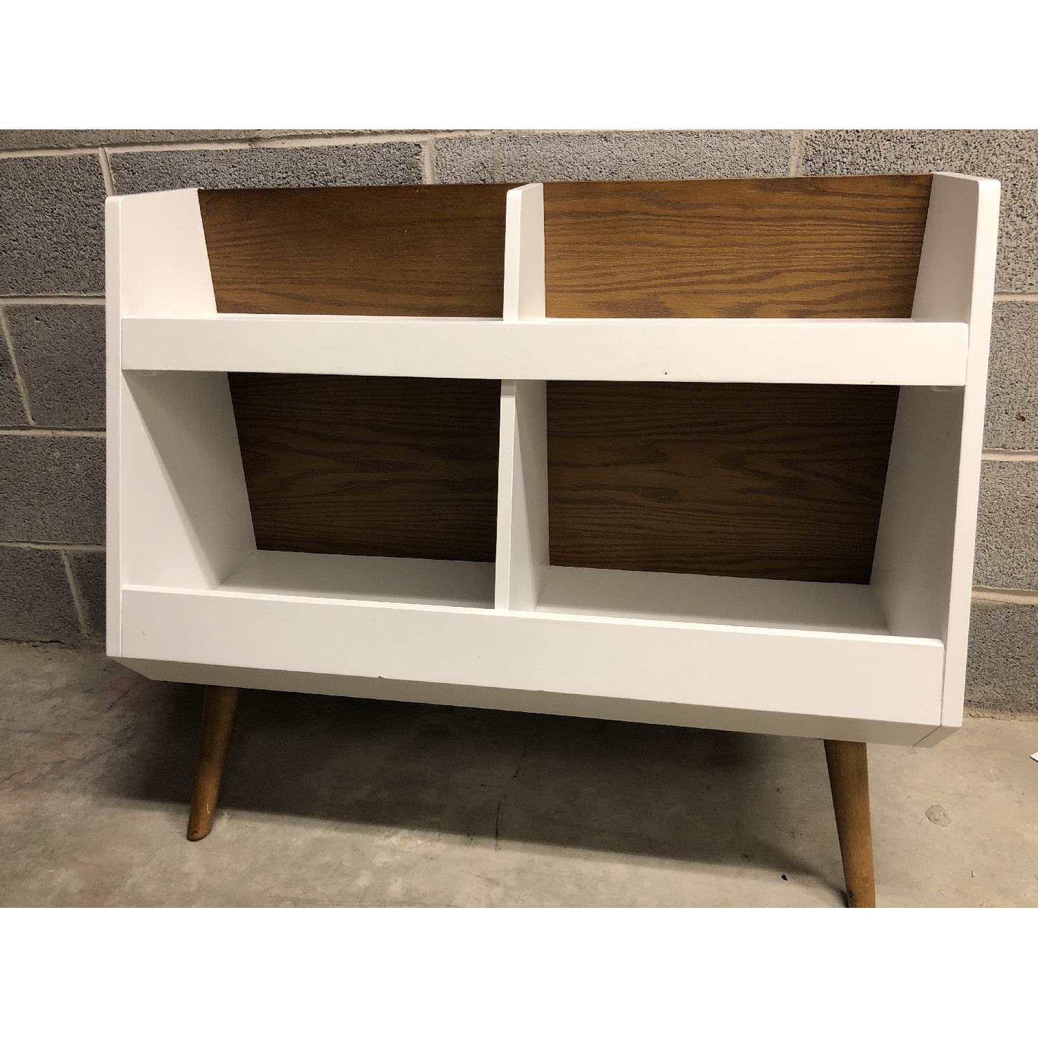 Crate & Barrel Walnut & White MidCentury Bookcase AptDeco