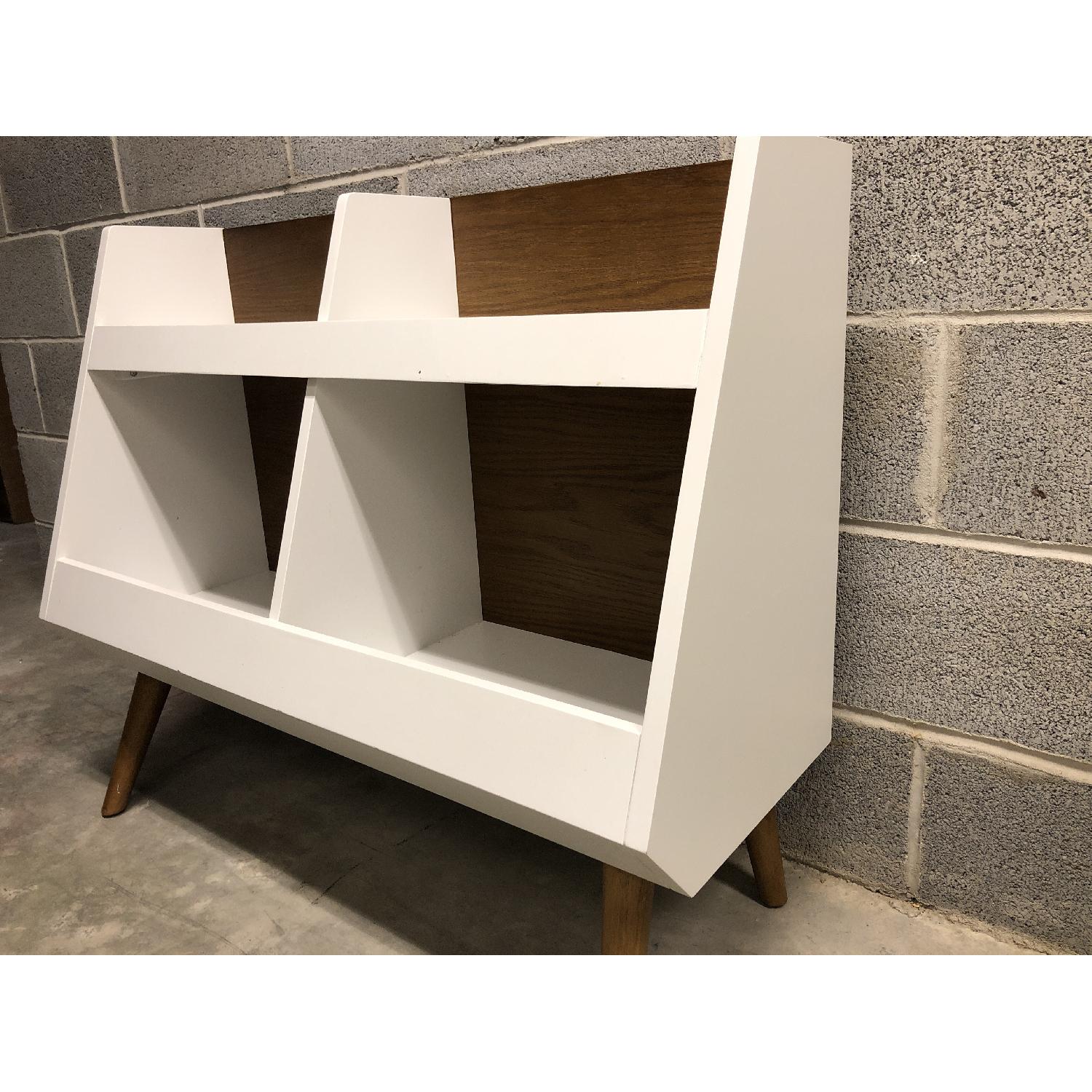 Crate & Barrel Walnut & White MidCentury Bookcase AptDeco