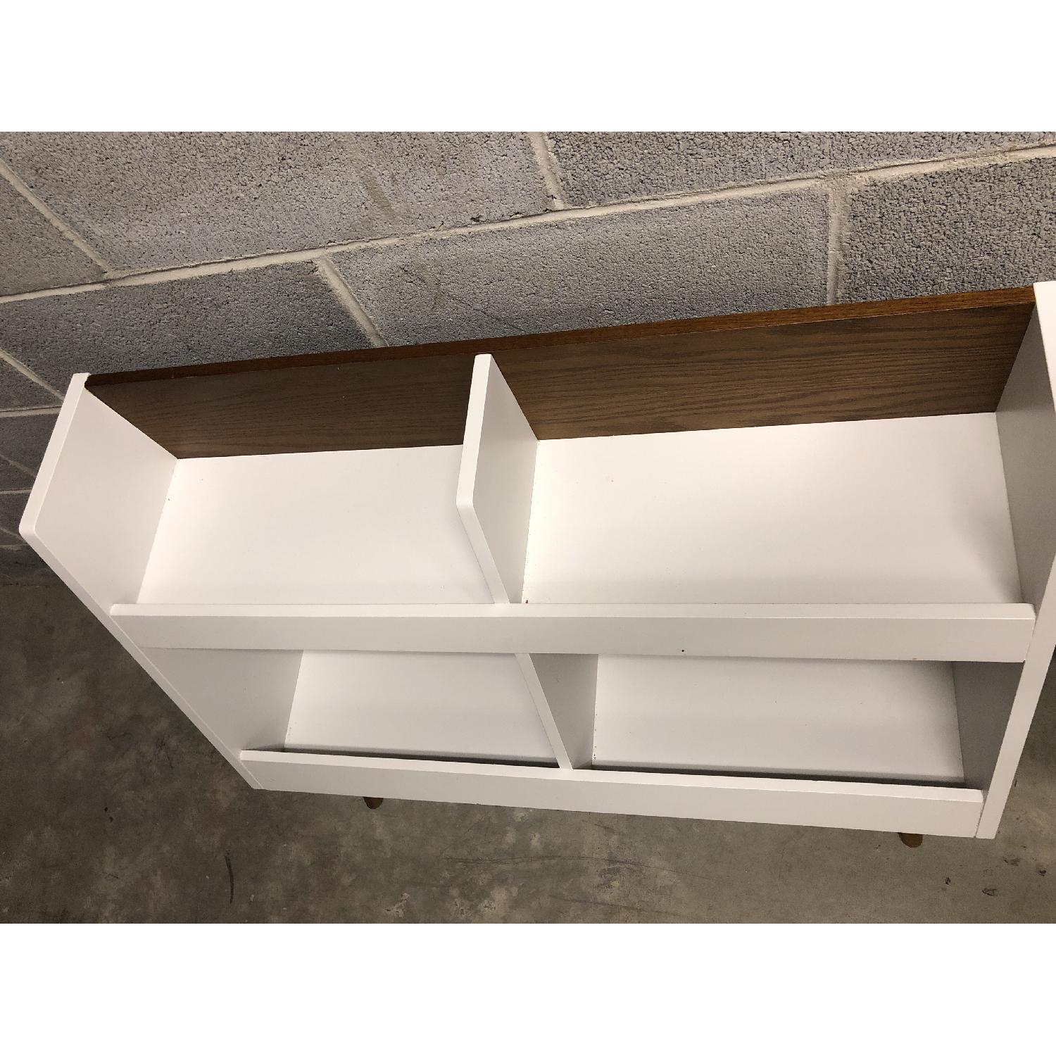 Crate & Barrel Walnut & White MidCentury Bookcase AptDeco