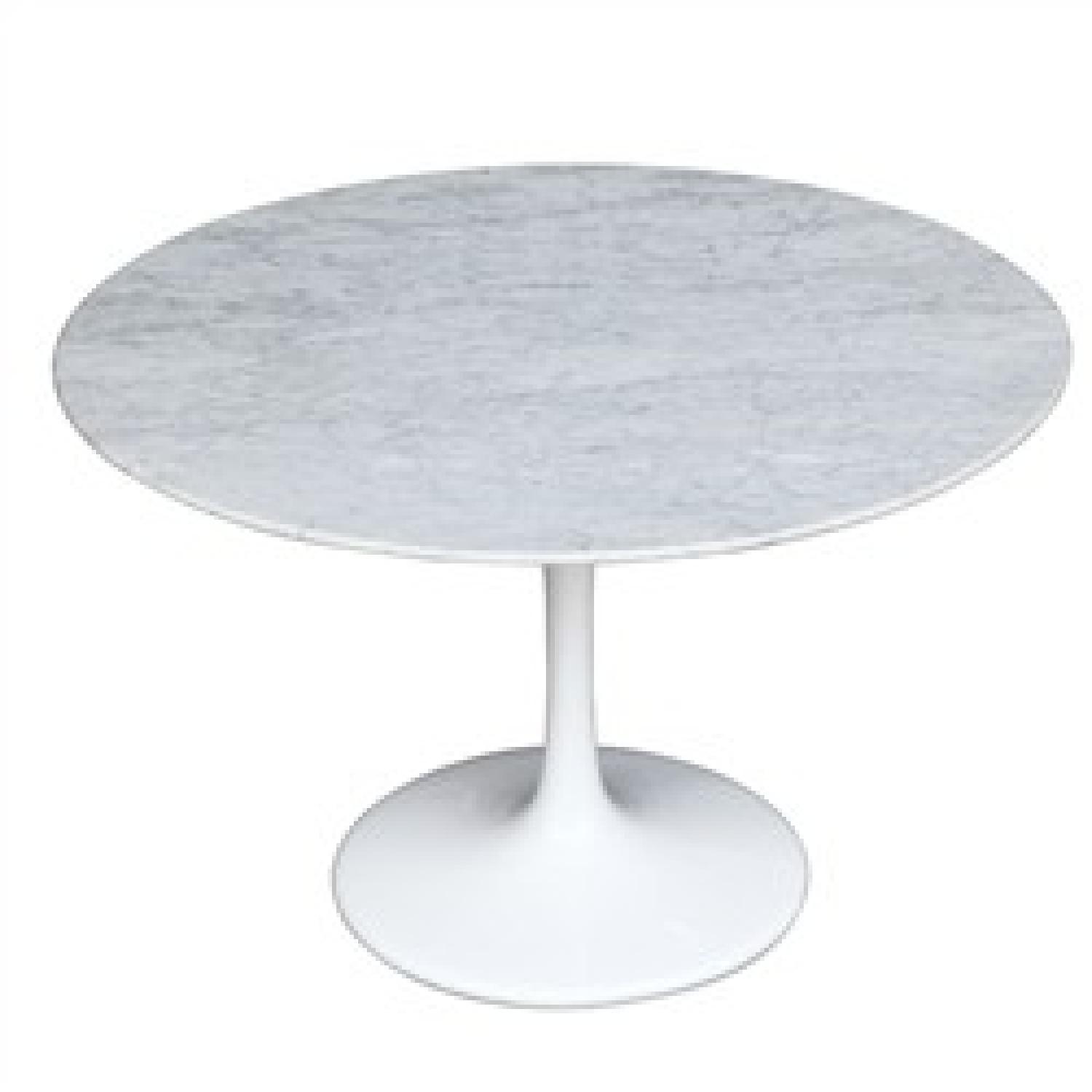 Fine Mod Imports Flower Marble Table w/ 4 CB2 Phoenix Chairs - image-1