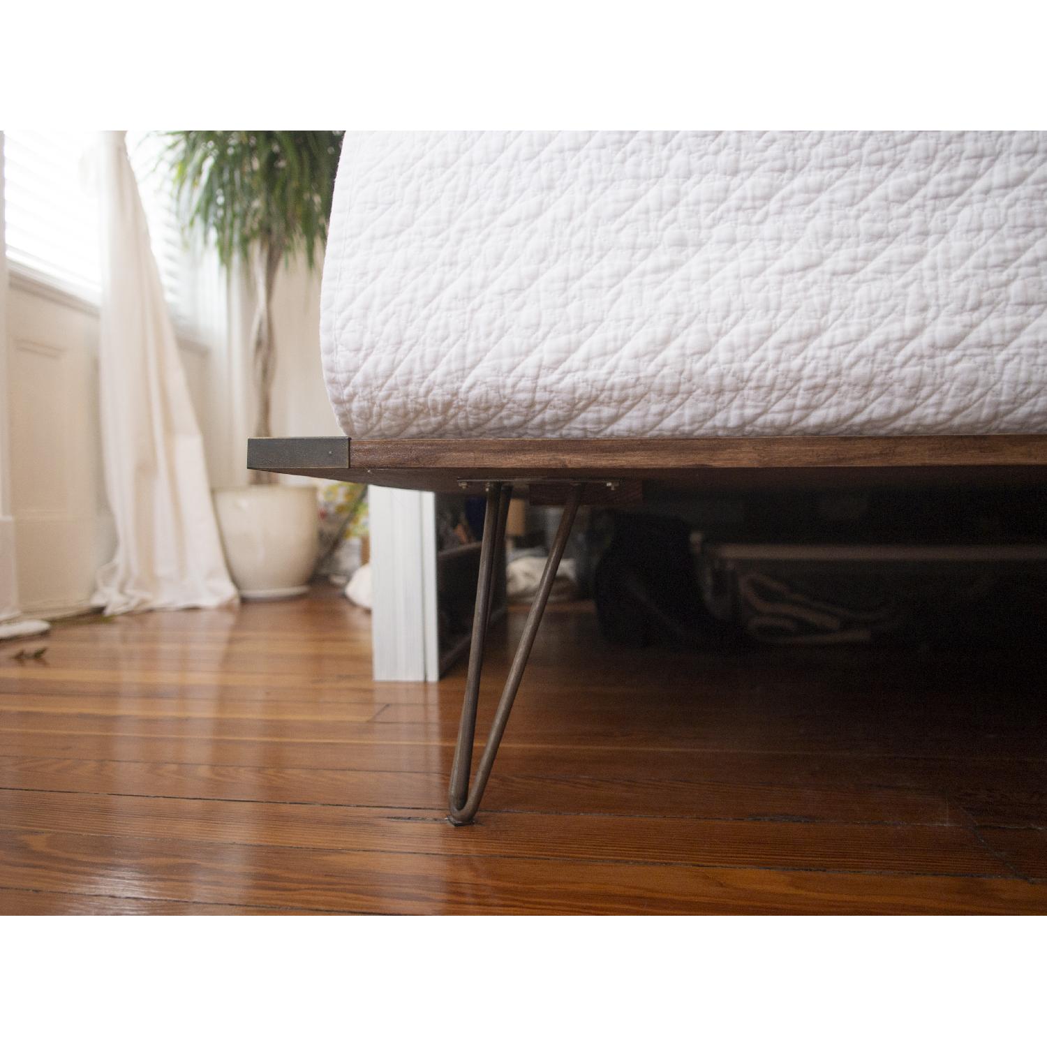 Mid-Century Style King Platform Bed w/ Slanted Headboard - image-2