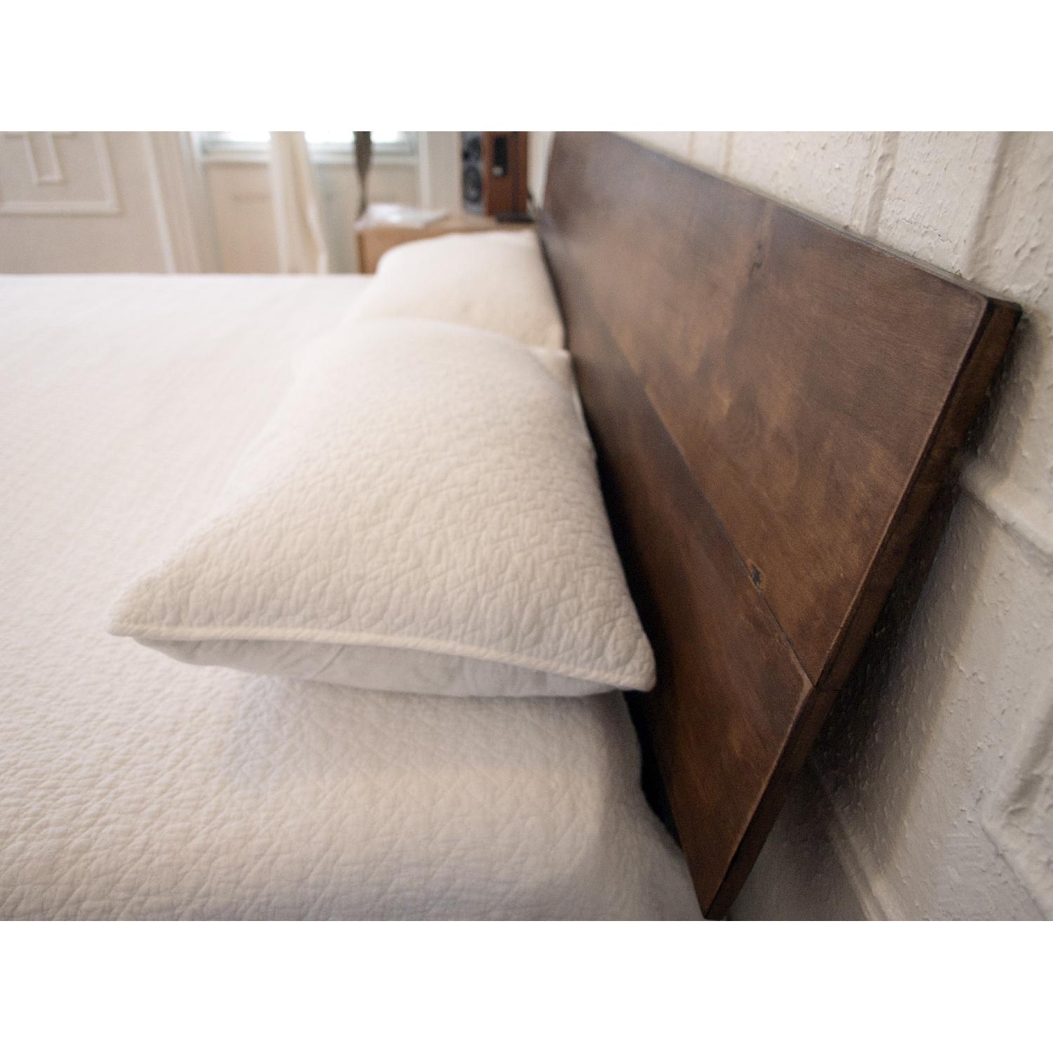 MidCentury Style King Platform Bed w/ Slanted Headboard AptDeco
