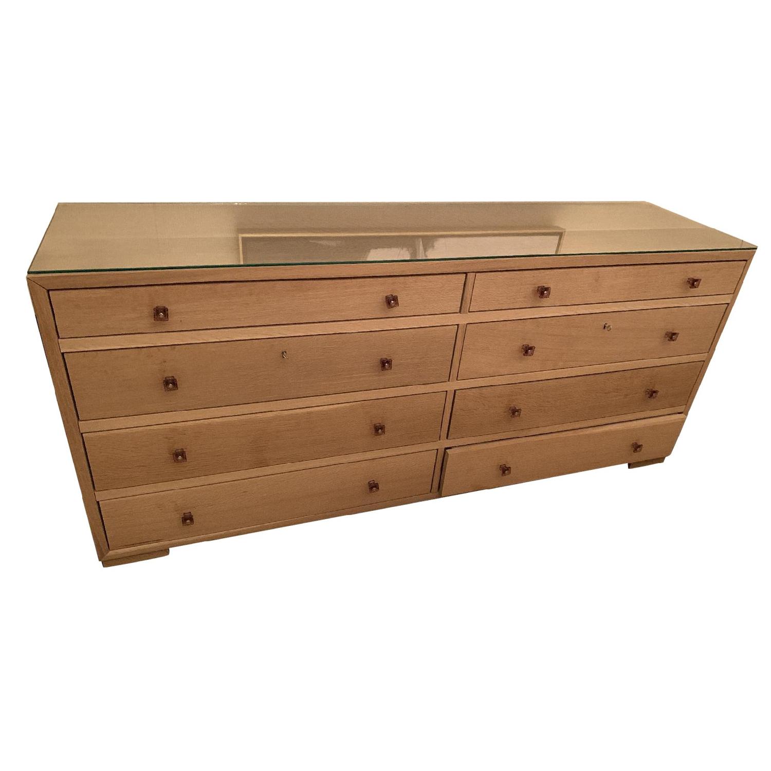 Custom 8 Drawer Dresser w/ Glass Top AptDeco