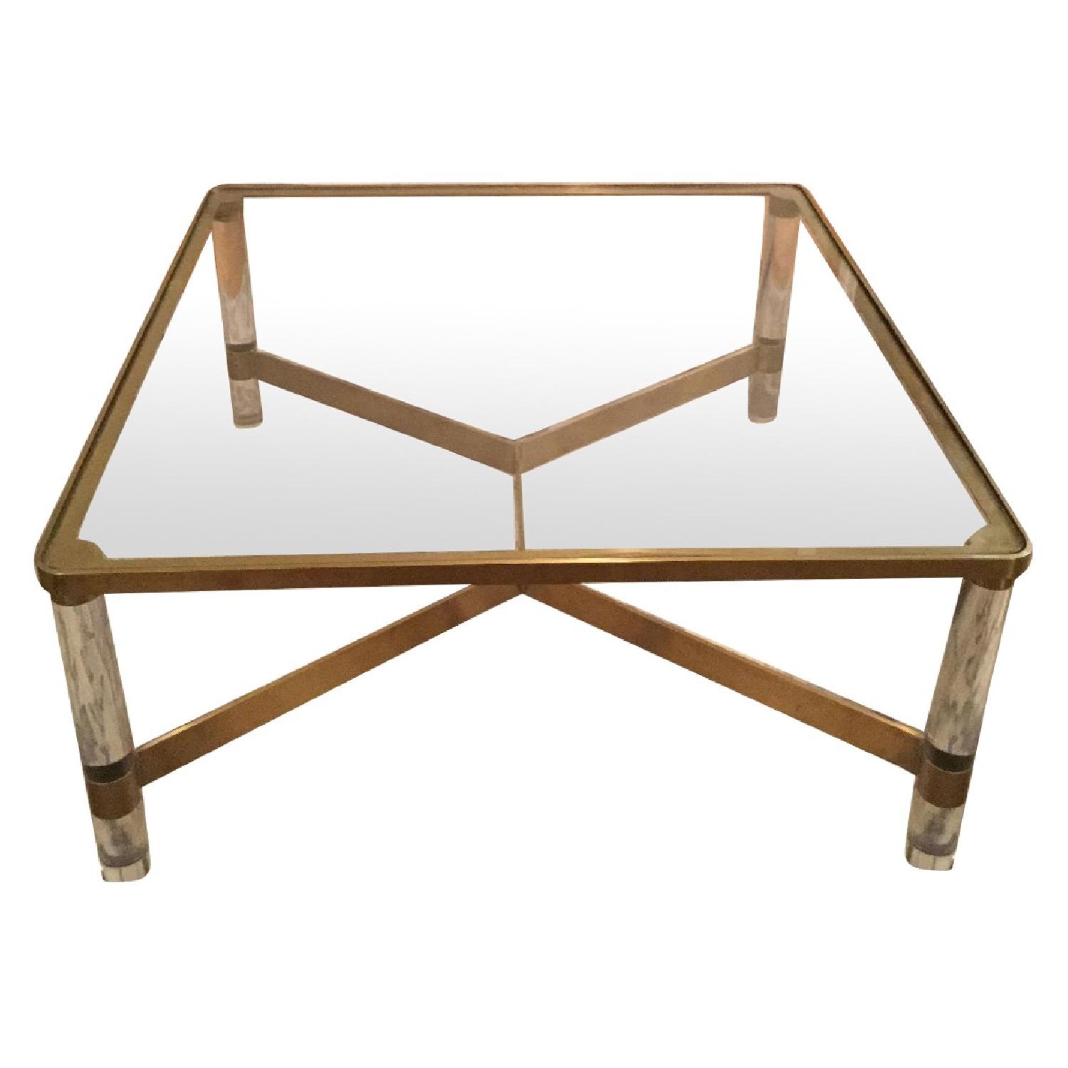 Lucite Ribbon Coffee Table ビンテージ vintage-stacked-brick-lucite-