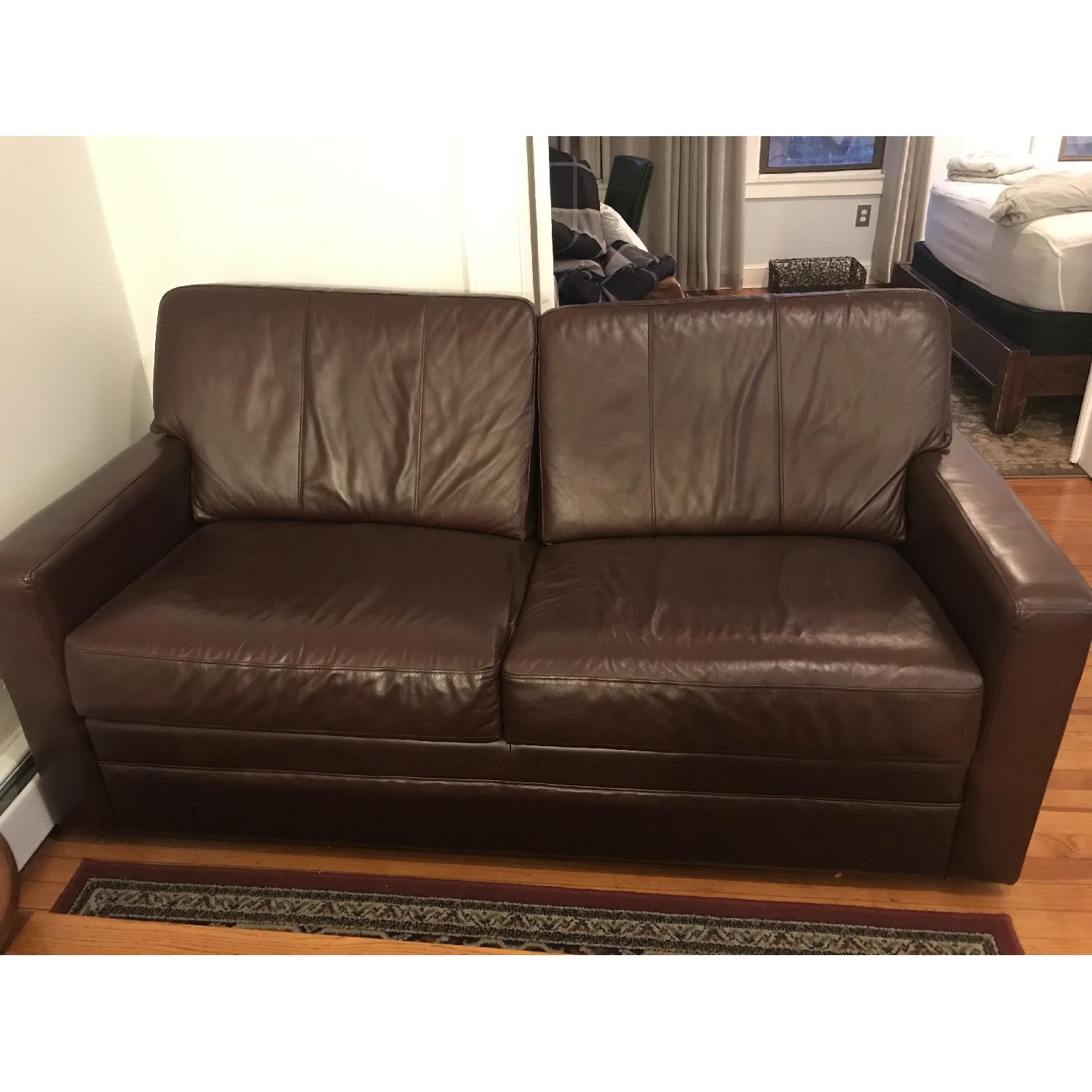 La-Z-Boy Brown Leather Sleeper Sofa - image-2