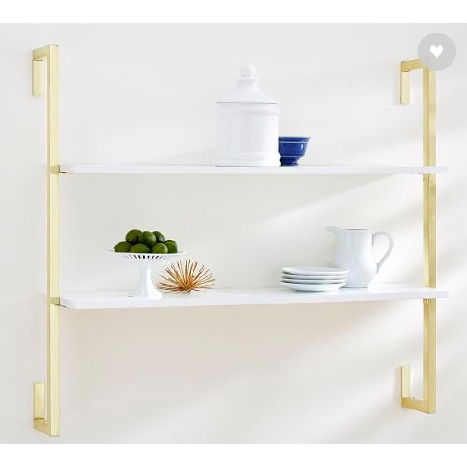 Pottery Barn Olivia White/Brass Wall Mounted Shelves AptDeco