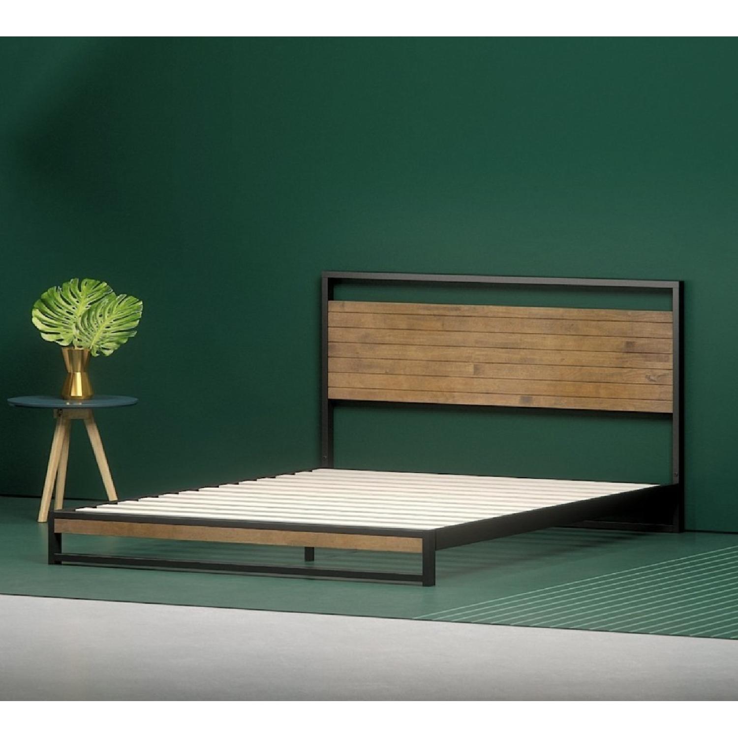 Zinus Suzanne Metal & Wood Platform Bed w/ Headboard AptDeco