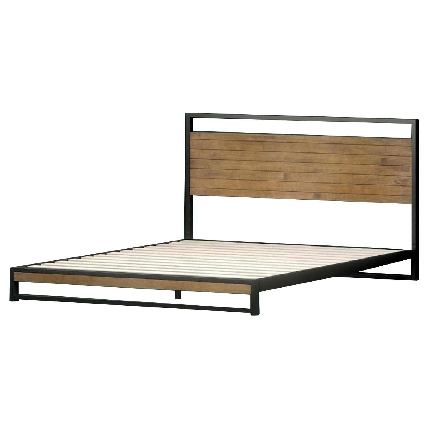 Zinus Suzanne Metal & Wood Platform Bed w/ Headboard AptDeco