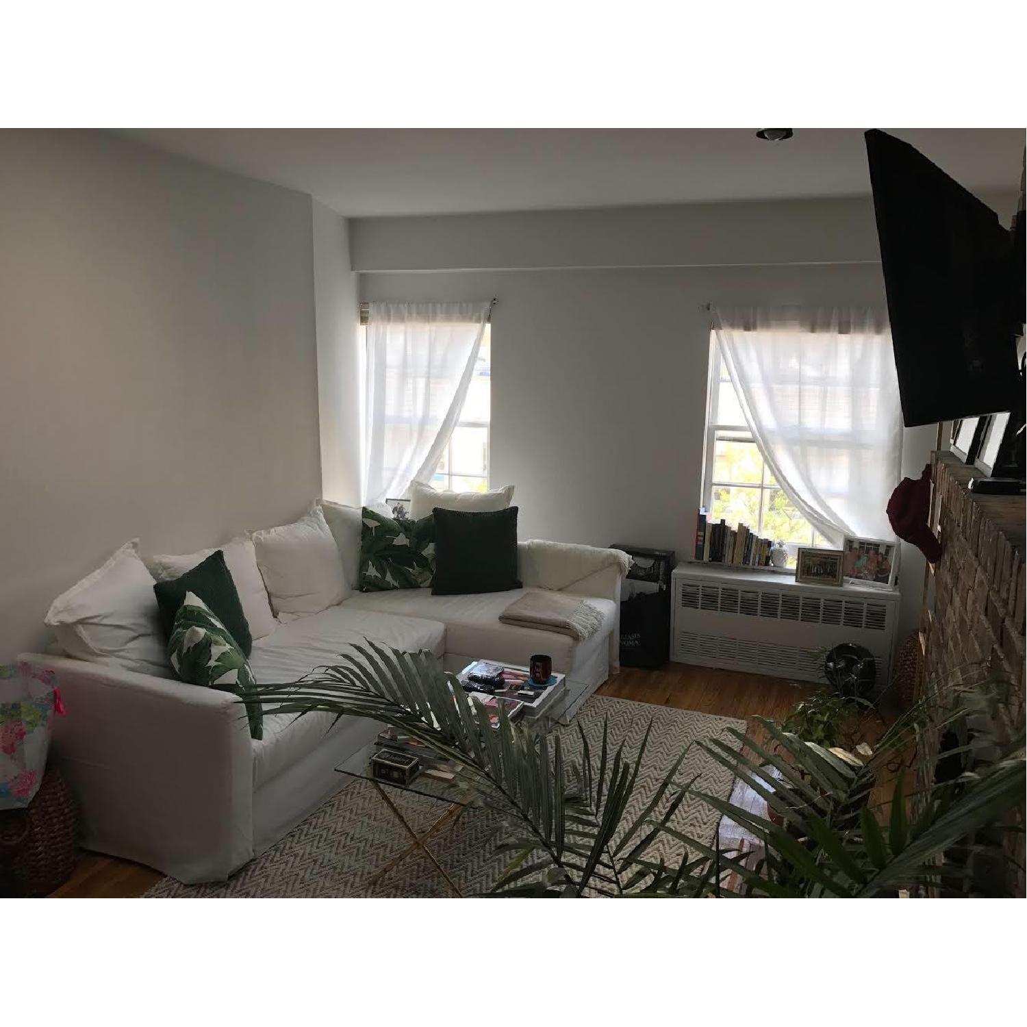 Ikea White Sleeper Sectional Sofa w/ Chaise - image-1