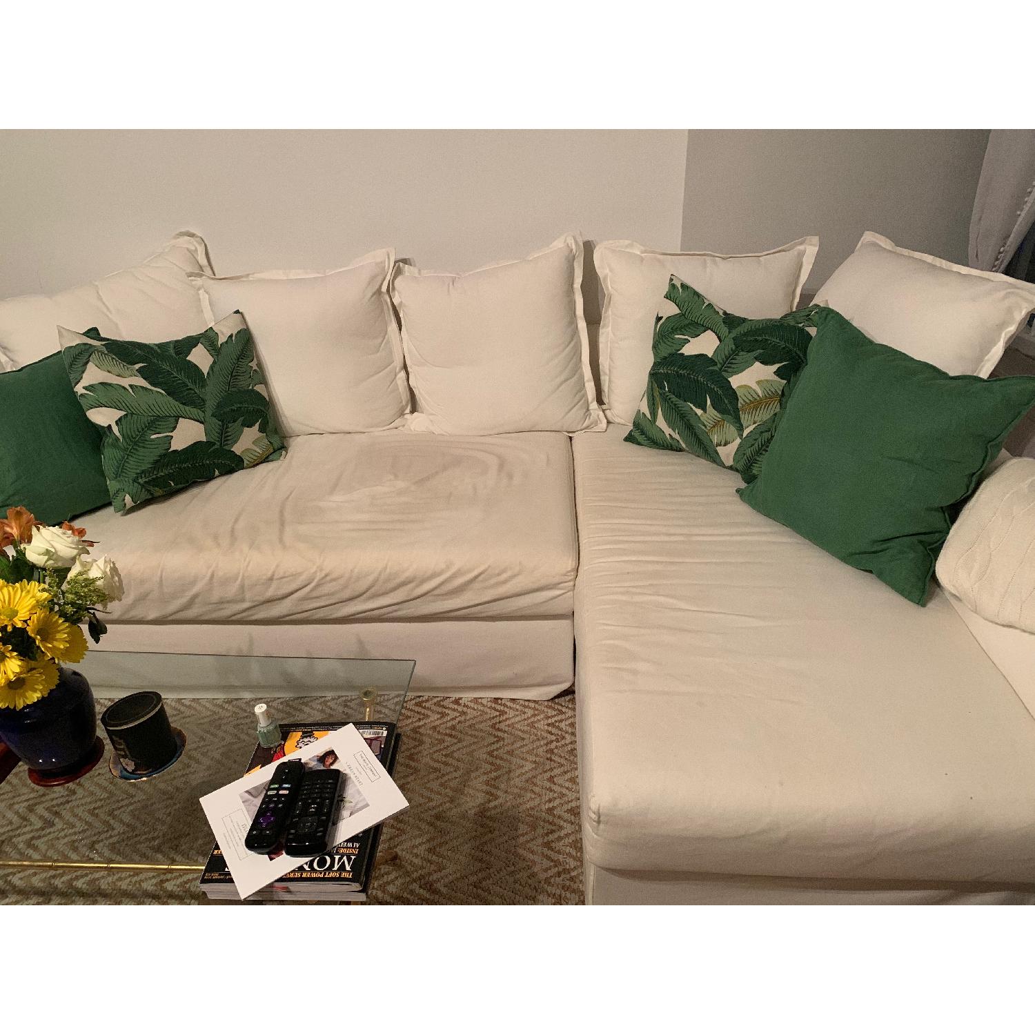 Ikea White Sleeper Sectional Sofa w/ Chaise - image-2