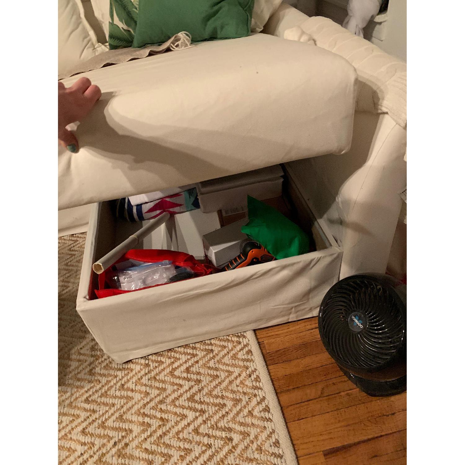 Ikea White Sleeper Sectional Sofa w/ Chaise - image-8