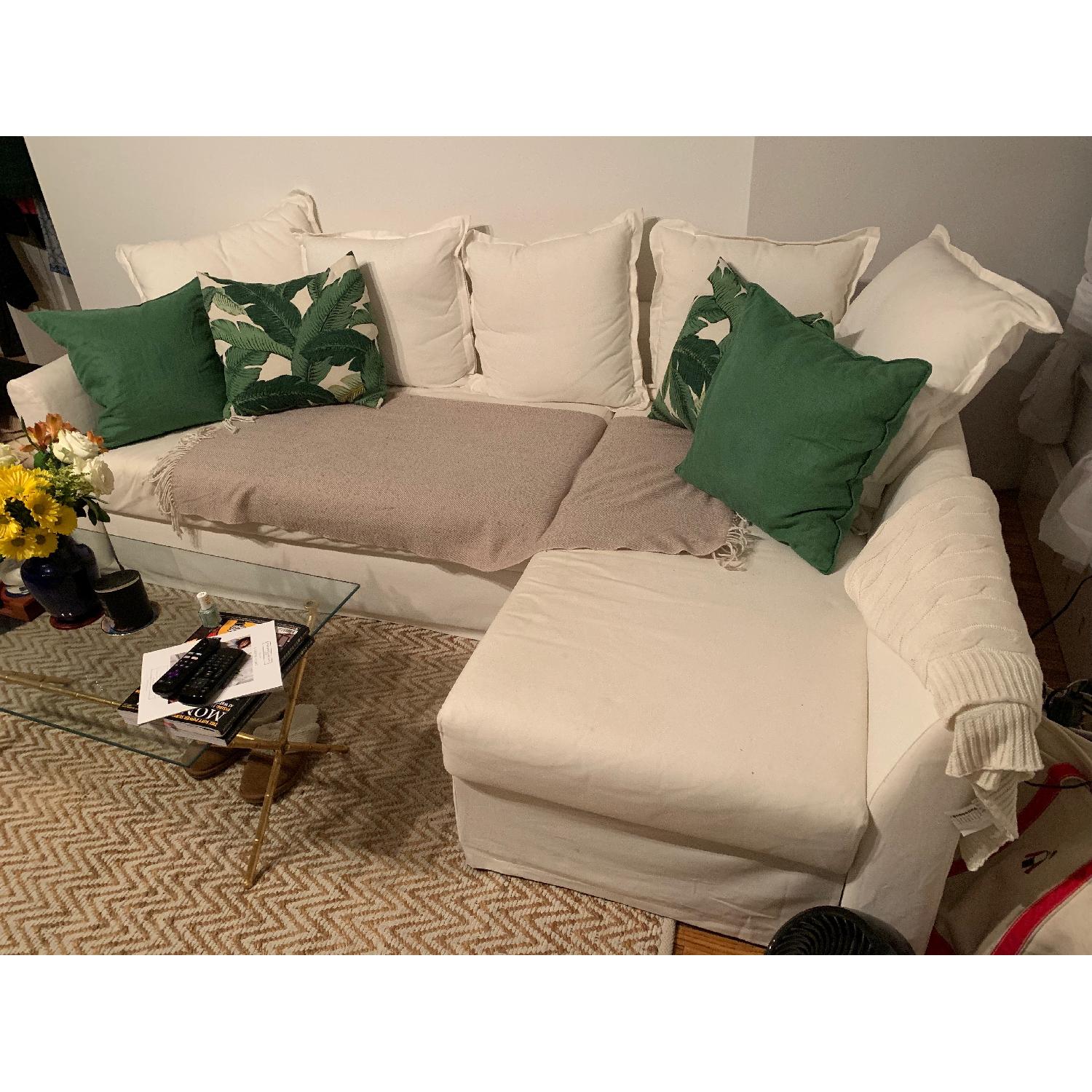 Ikea White Sleeper Sectional Sofa w/ Chaise - image-10
