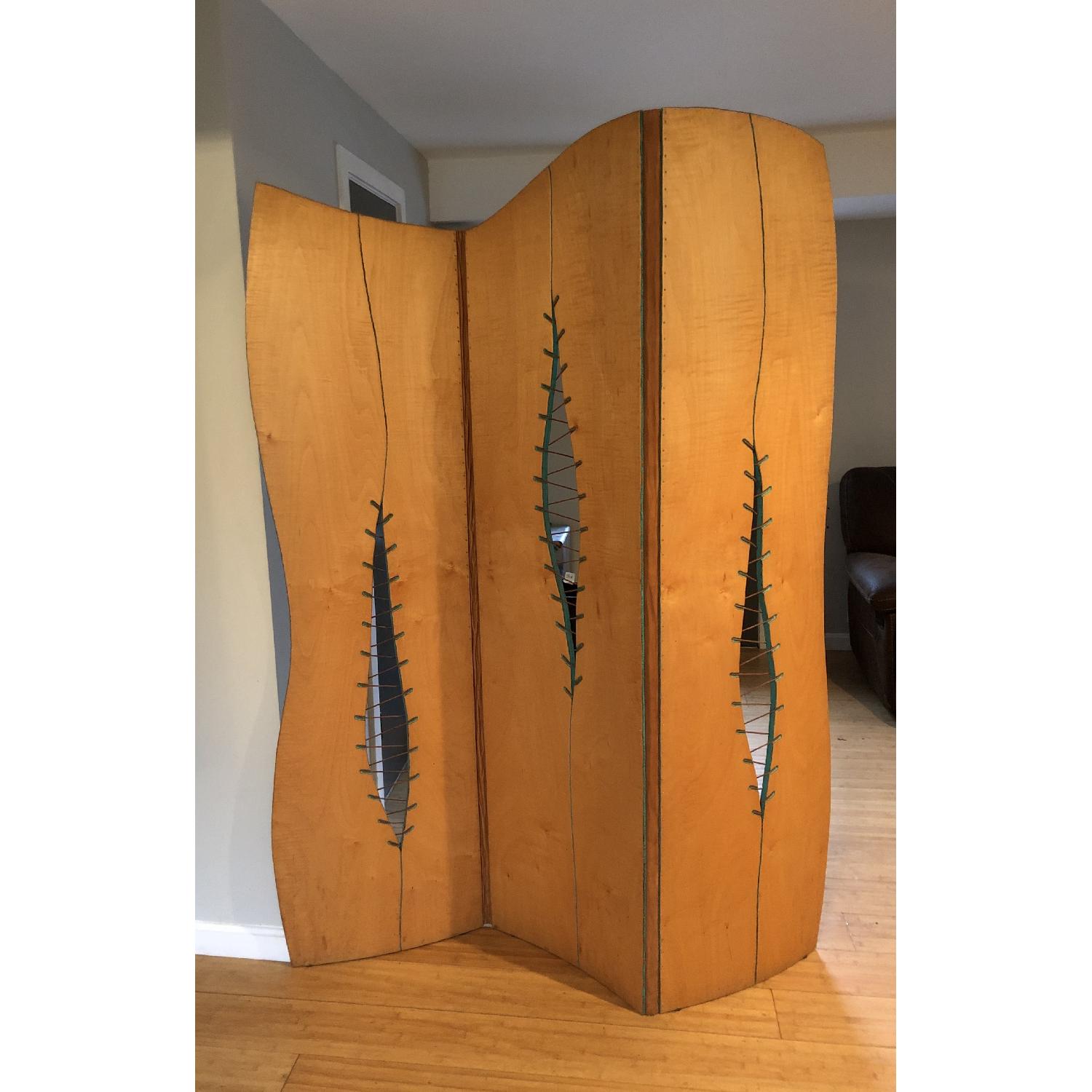 Artist Made Folding Screen w/ Leather Hinges - image-4