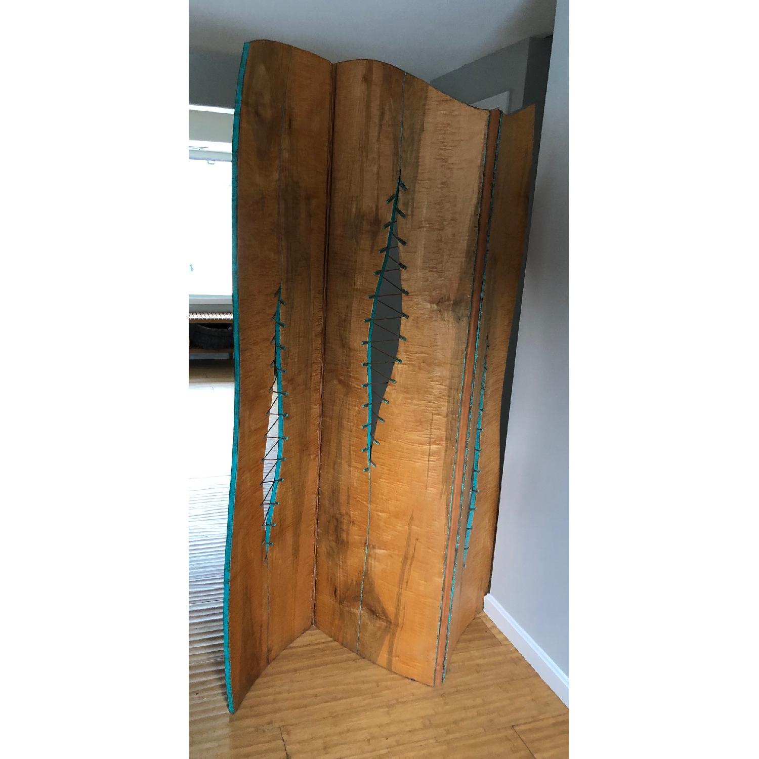 Artist Made Folding Screen w/ Leather Hinges - image-6