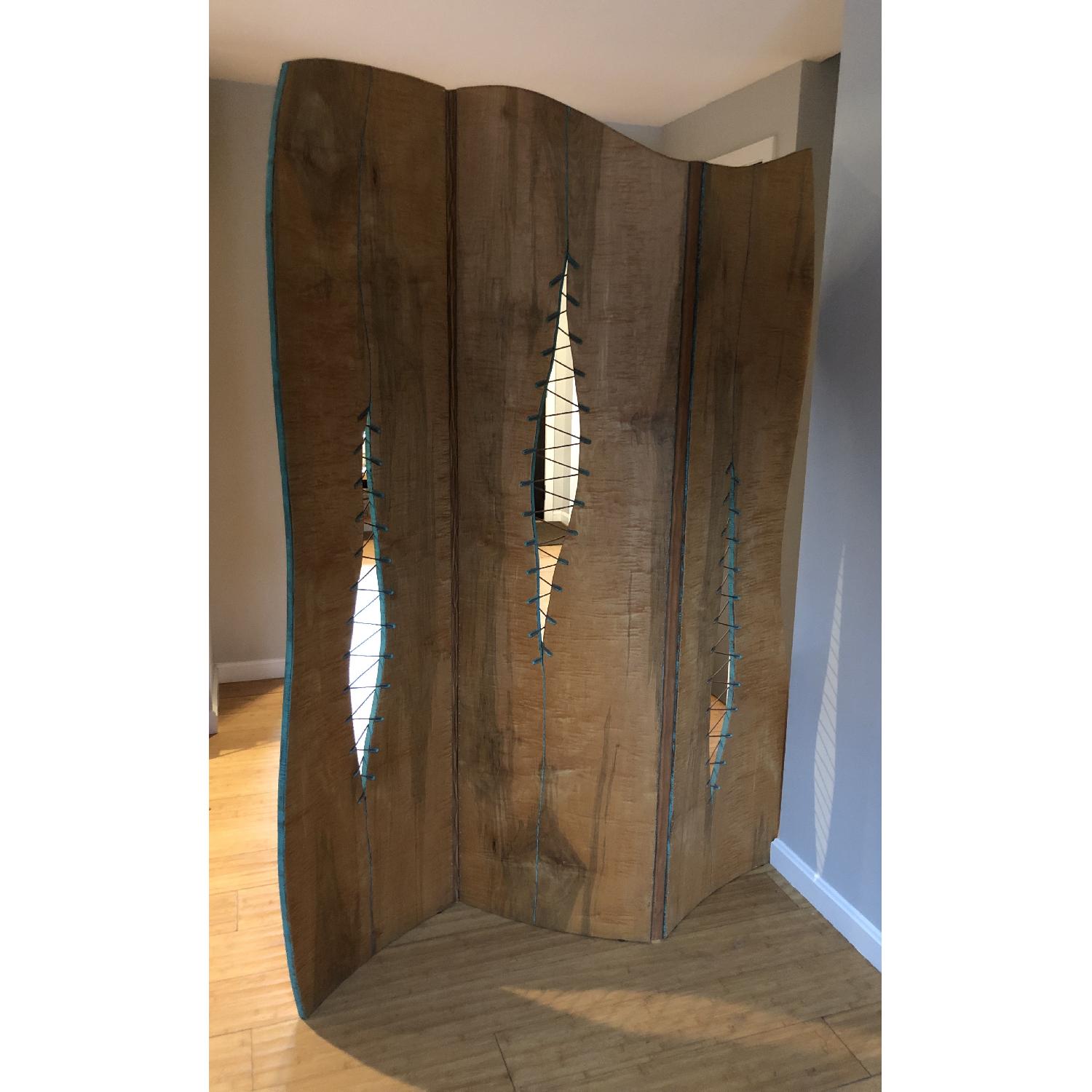 Artist Made Folding Screen w/ Leather Hinges - image-7