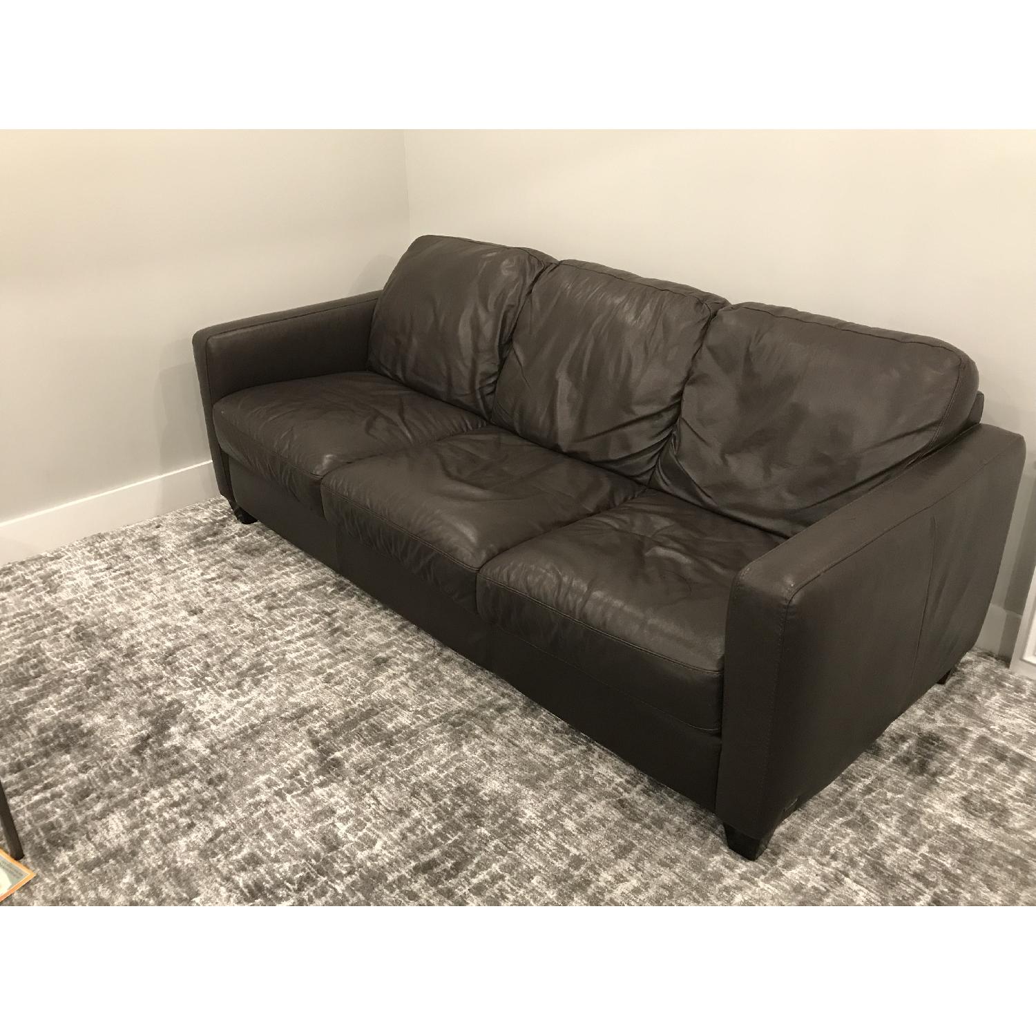 Macy's Natuzzi Emilia Leather Sofa in Brown AptDeco