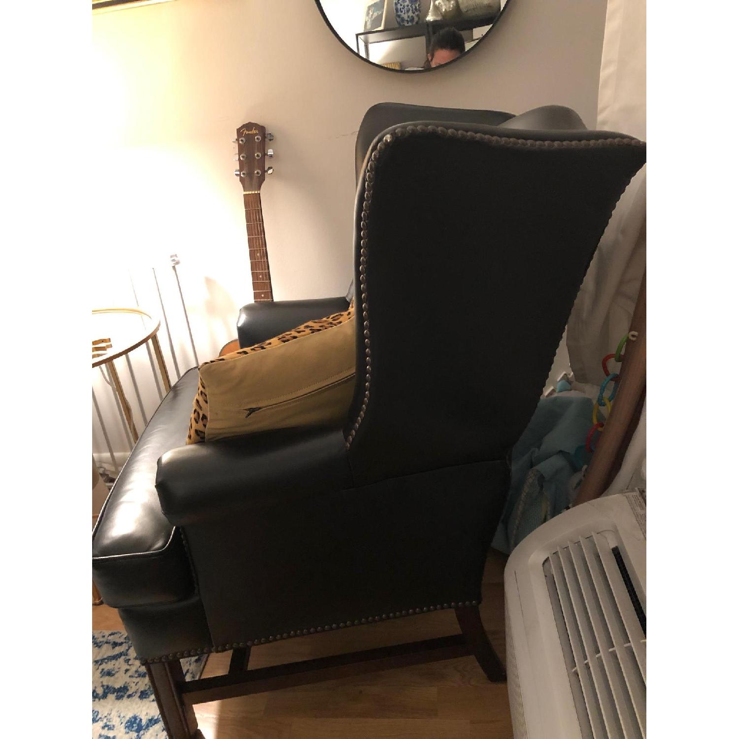 Pottery Barn Black Thatcher Leather Armchair - image-3