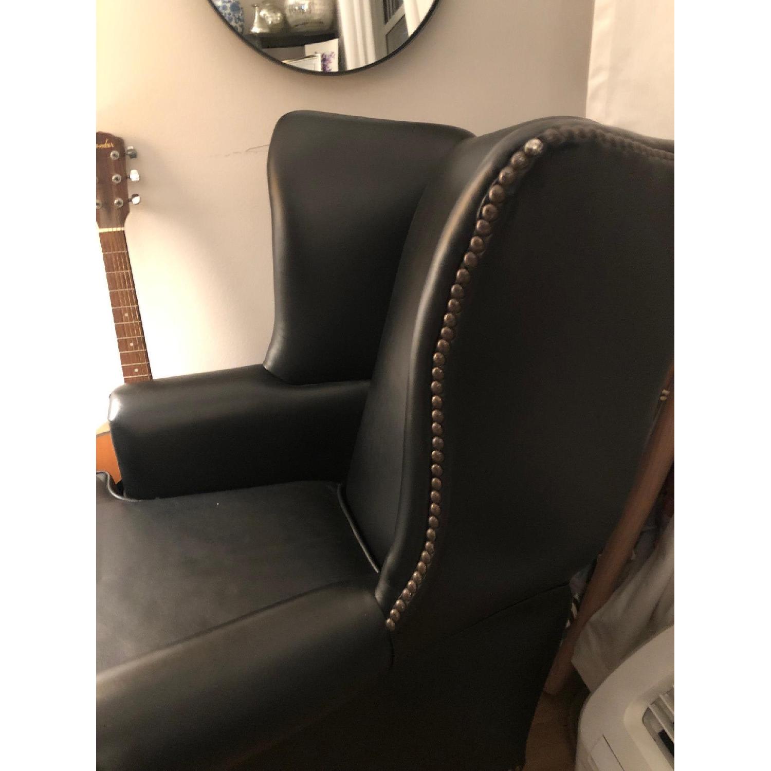 Pottery Barn Black Thatcher Leather Armchair - image-4