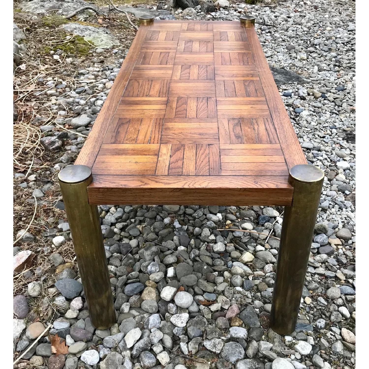 Lane Mid Century Brass & Parquet Coffee Table - image-2