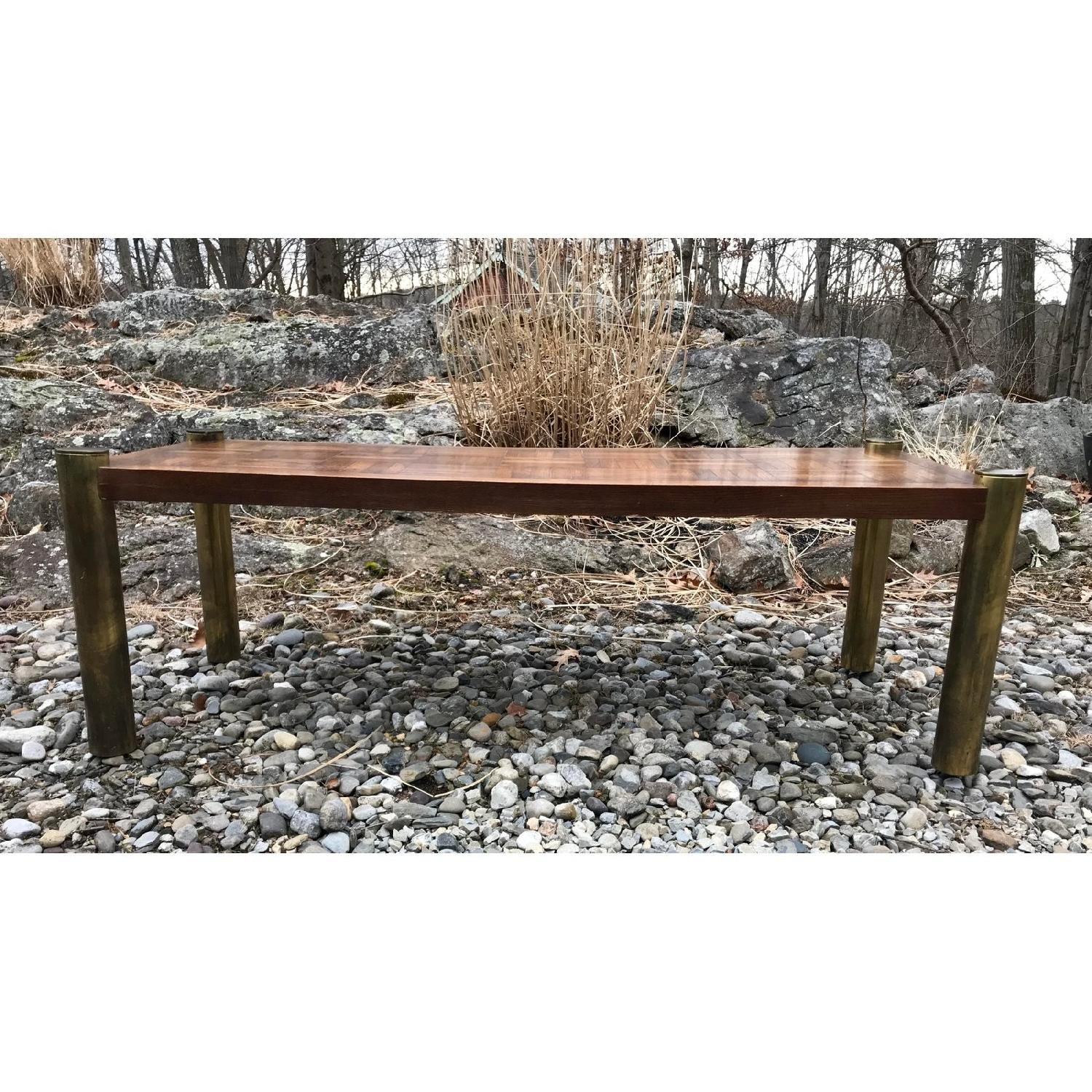 Lane Mid Century Brass & Parquet Coffee Table - image-5