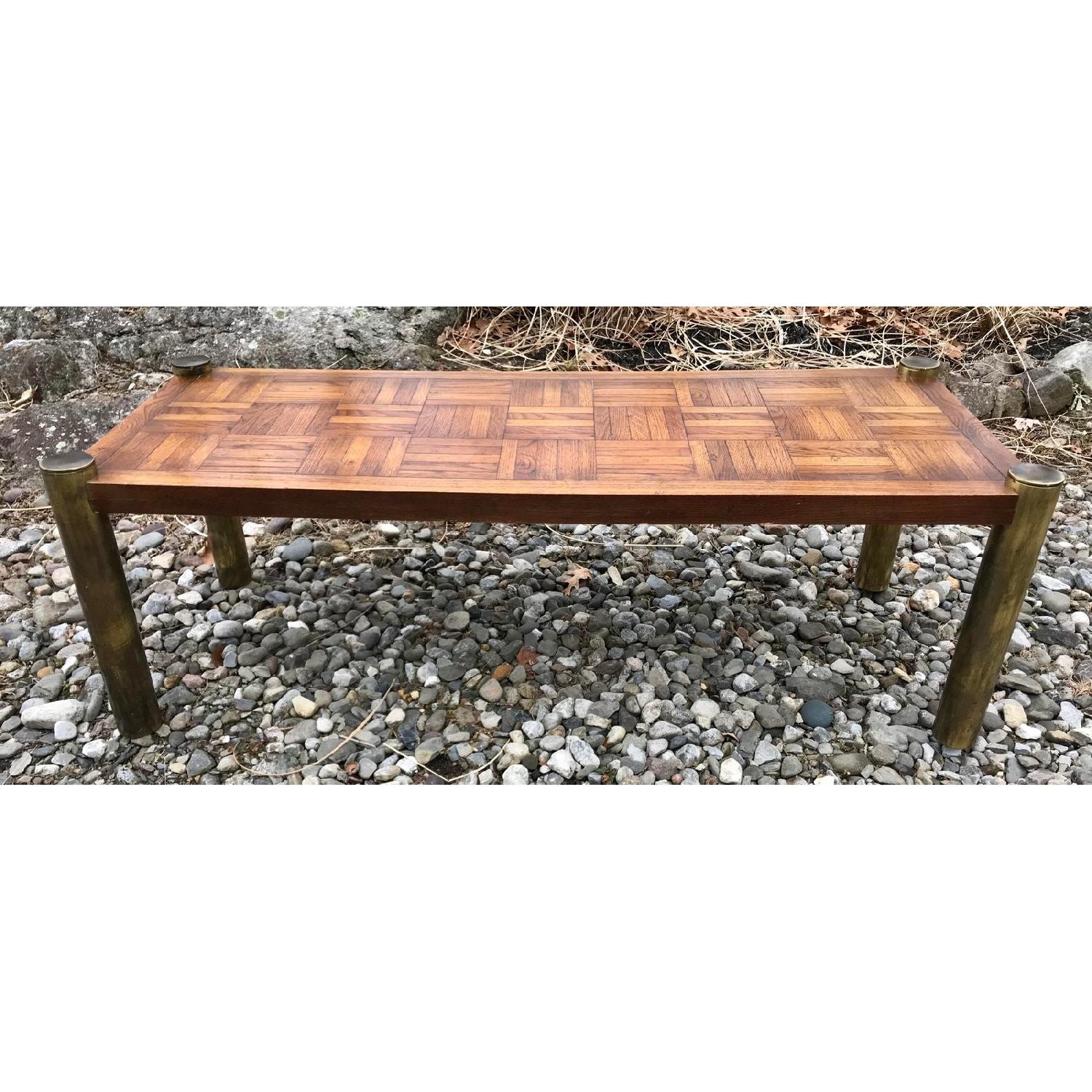 Lane Mid Century Brass & Parquet Coffee Table - image-8