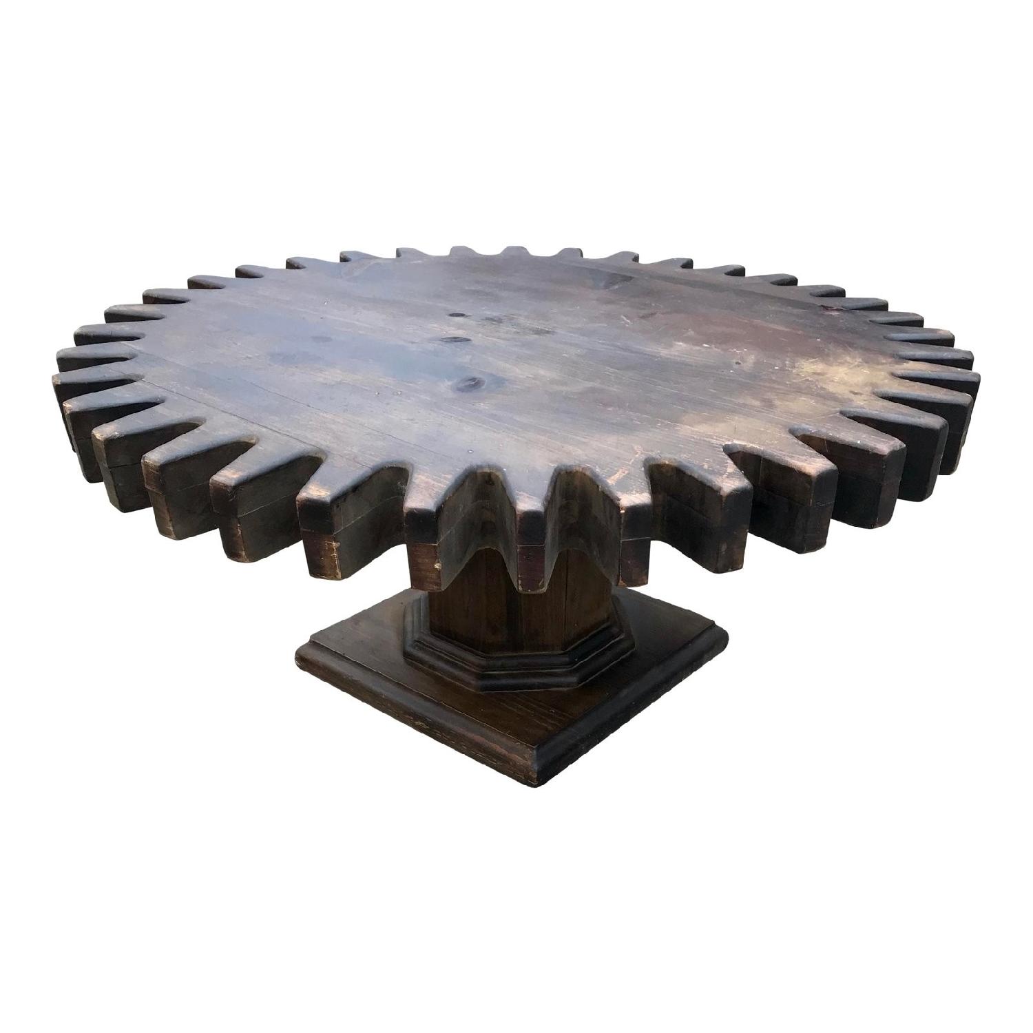 Ethan Allen Vintage Cog Wheel Sprocket Style Coffee Table - image-0