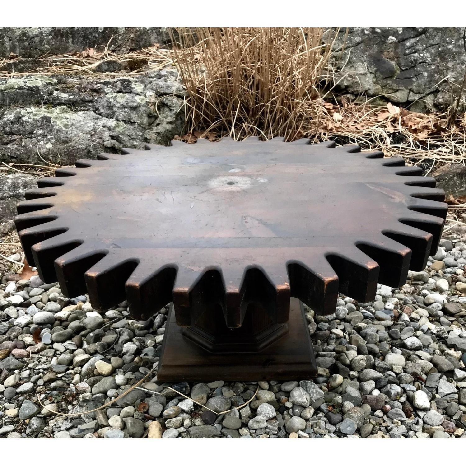 Ethan Allen Vintage Cog Wheel Sprocket Style Coffee Table - image-6