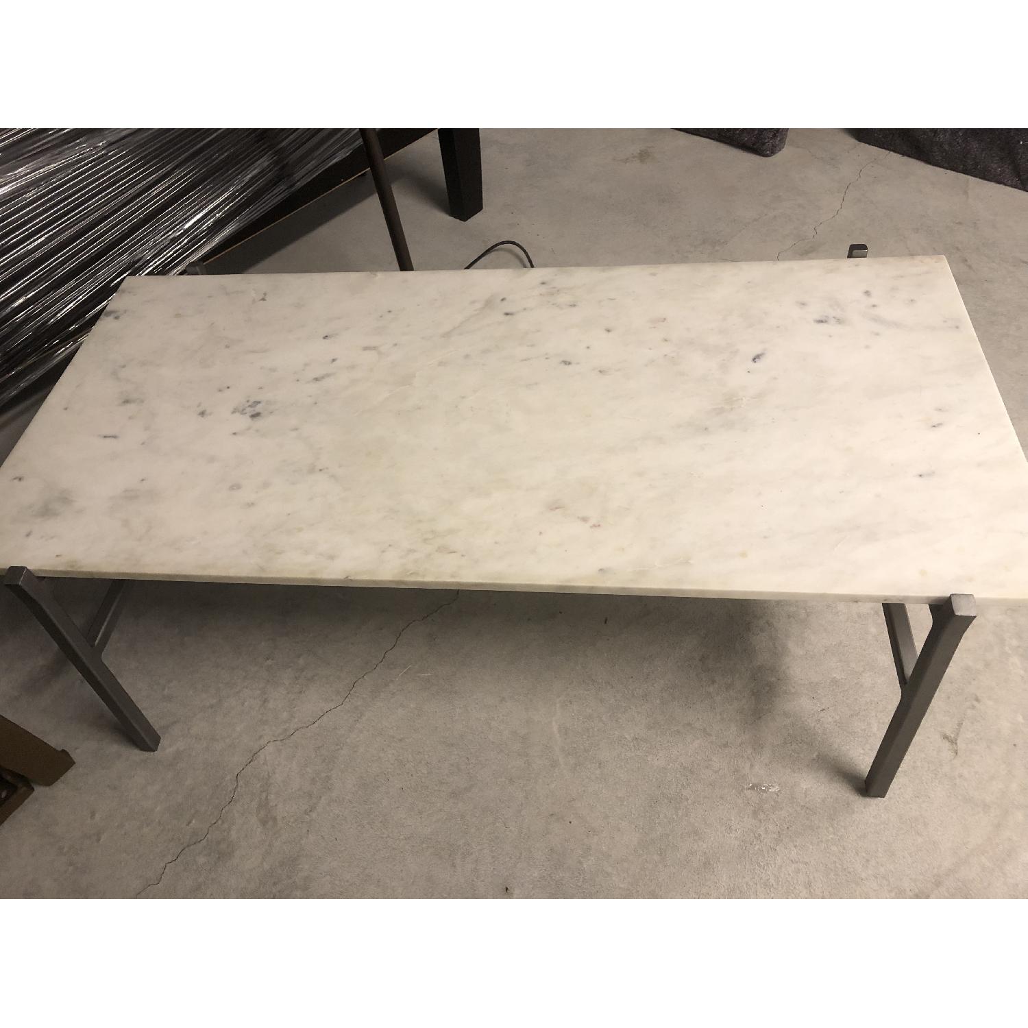 CB2 Slab White Marble Coffee Table AptDeco