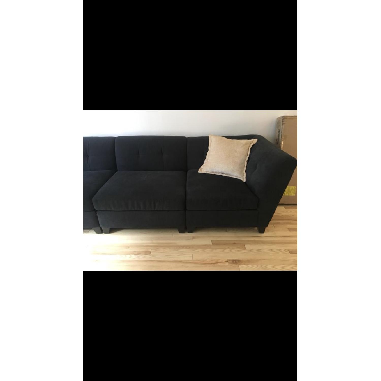 Raymour & Flanigan Grey Suede 4-Piece Sectional Sofa - image-3