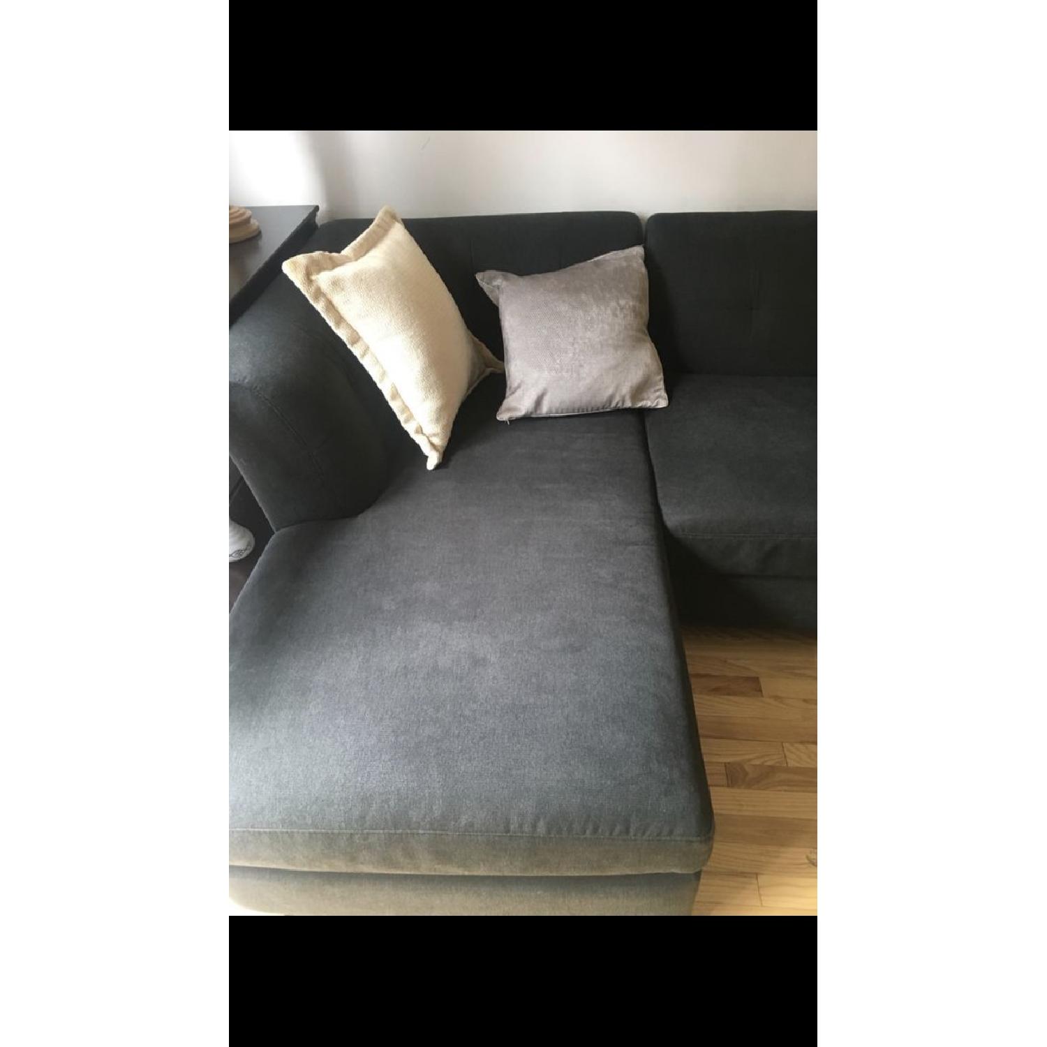 Raymour & Flanigan Grey Suede 4-Piece Sectional Sofa - image-4