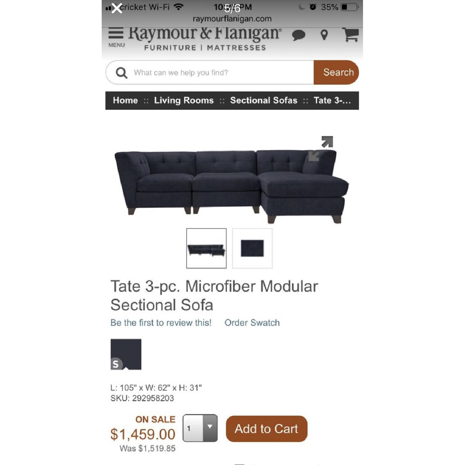 Raymour & Flanigan Grey Suede 4-Piece Sectional Sofa - image-6