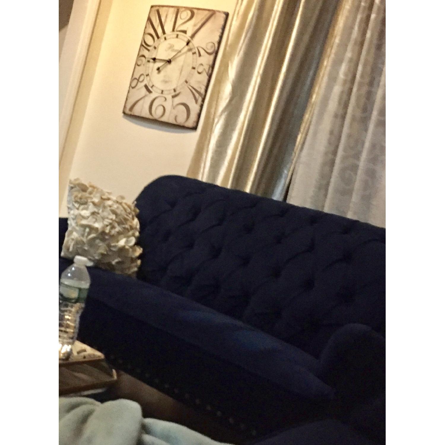 Pier 1 Chas Navy Blue Velvet Loveseat - image-1